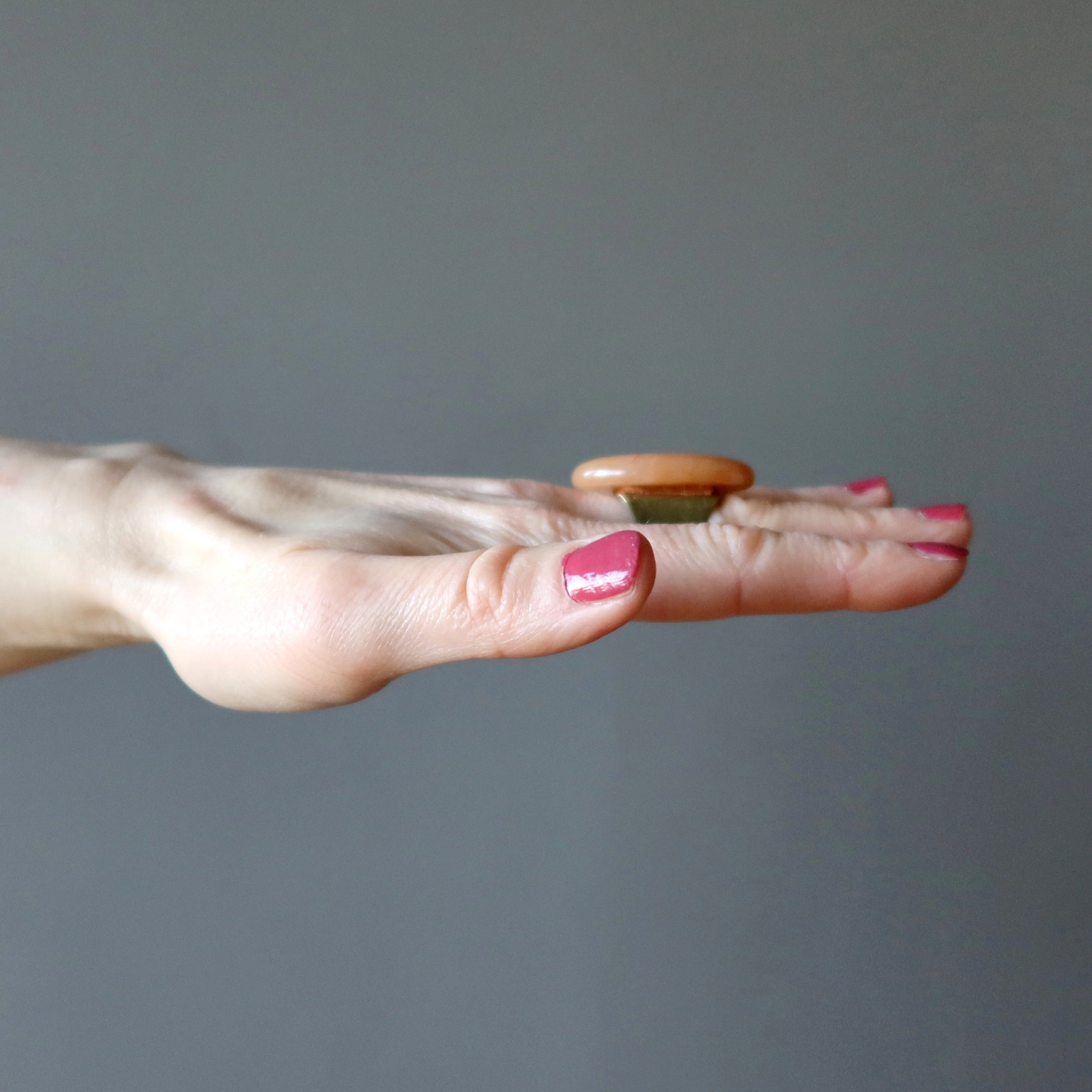 Red Aventurine Ring Big Power Stone Bronze Adjustable