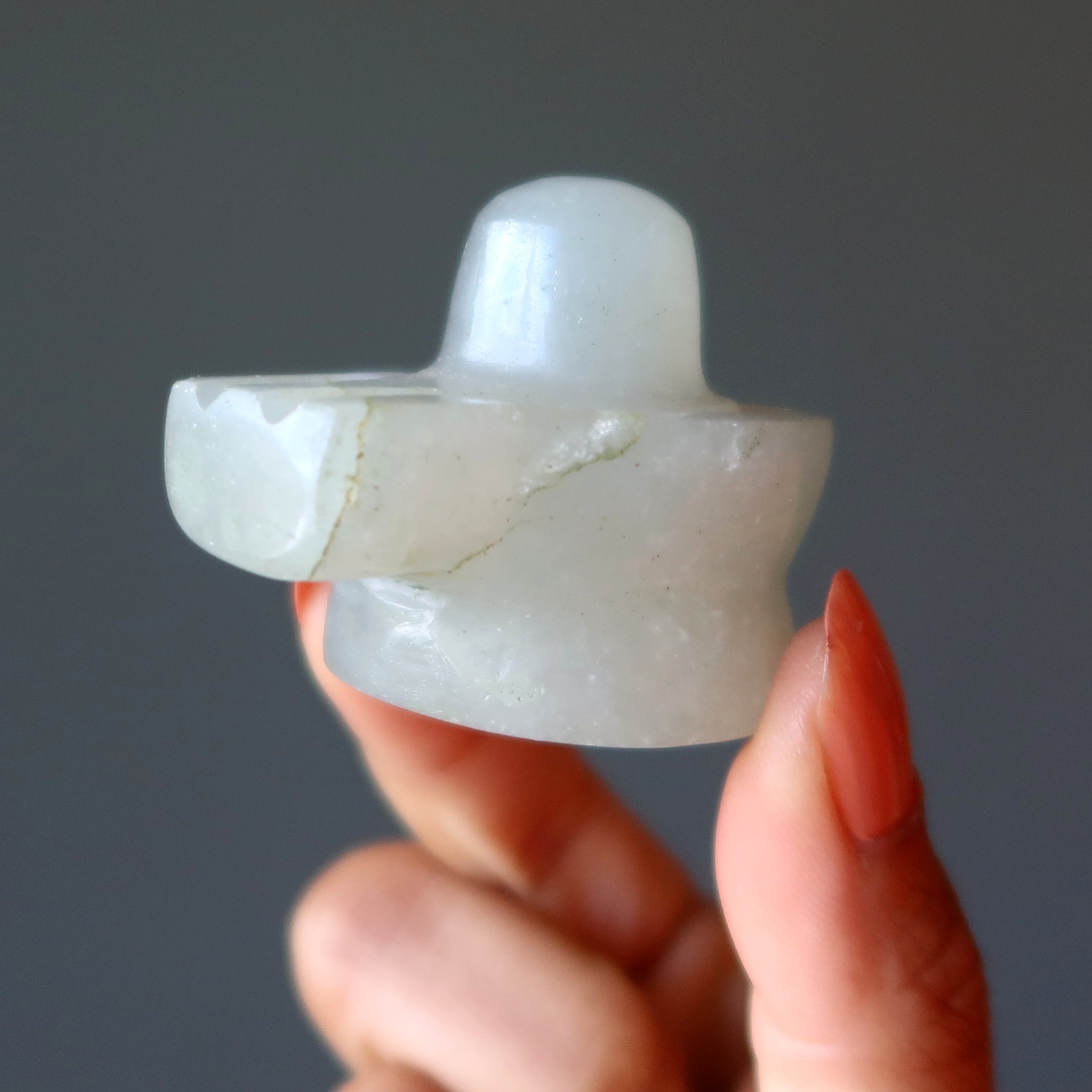 Grüner Aventurin Shivling Wohlstands-Pooja Hinduistischer Kristall