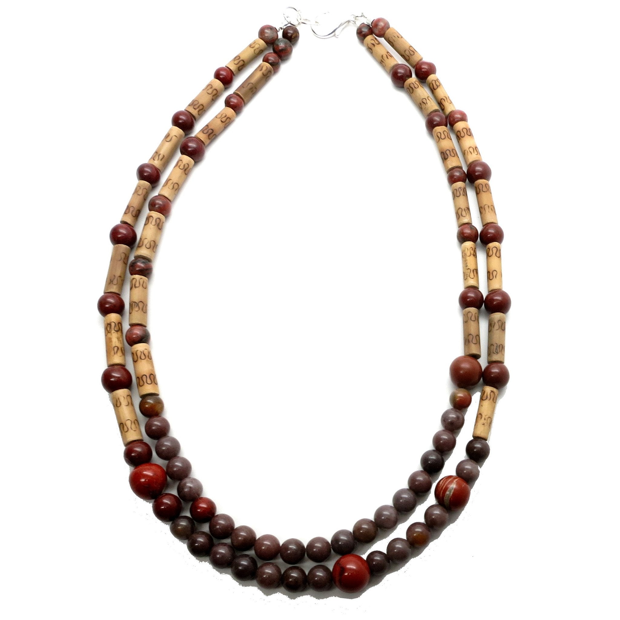 Collier Aventurine Violette Jaspe Rouge Bambou Sauvage