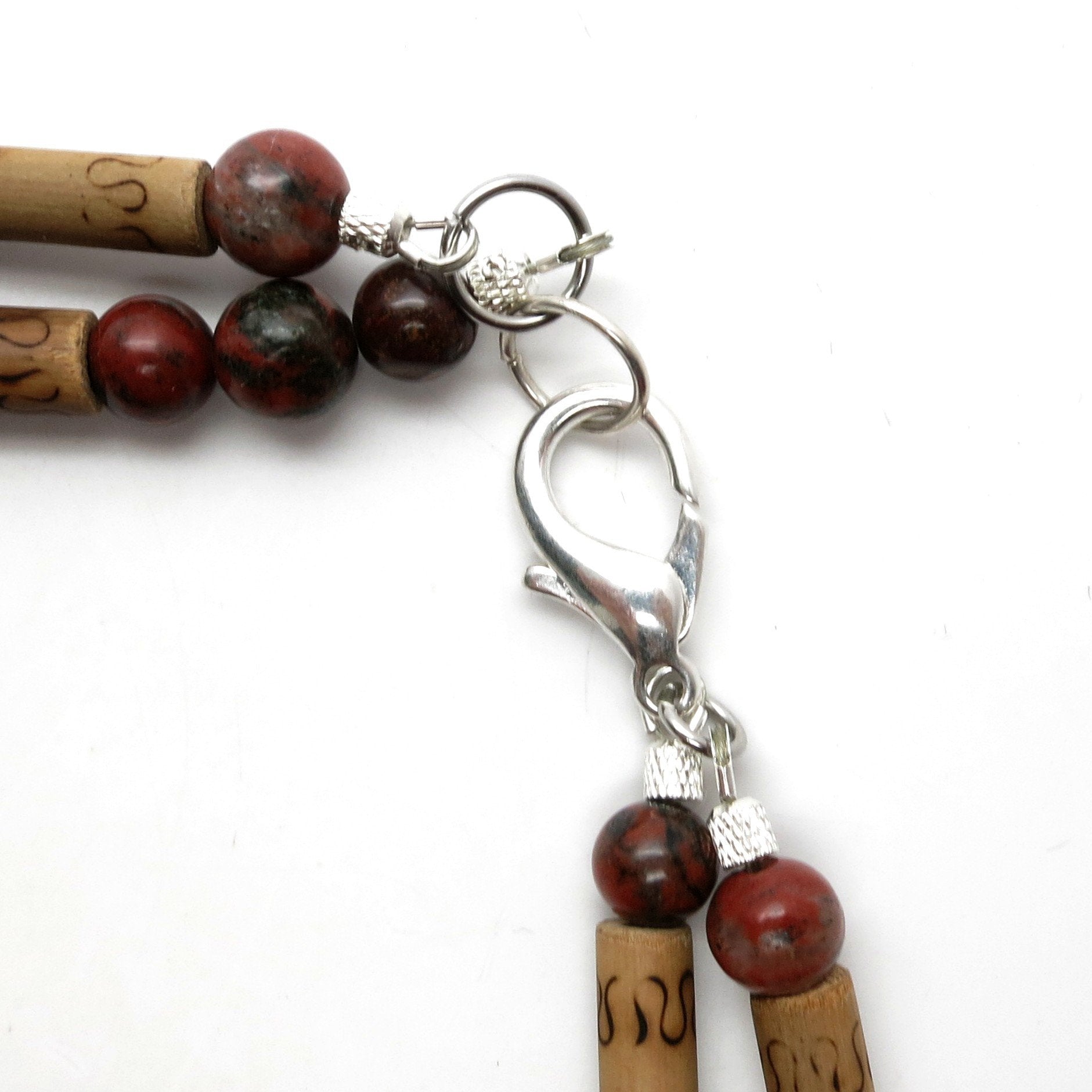 Collier Aventurine Violette Jaspe Rouge Bambou Sauvage
