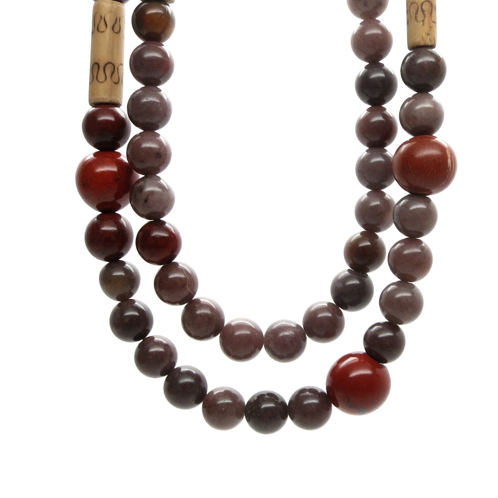 Collier Aventurine Violette Jaspe Rouge Bambou Sauvage