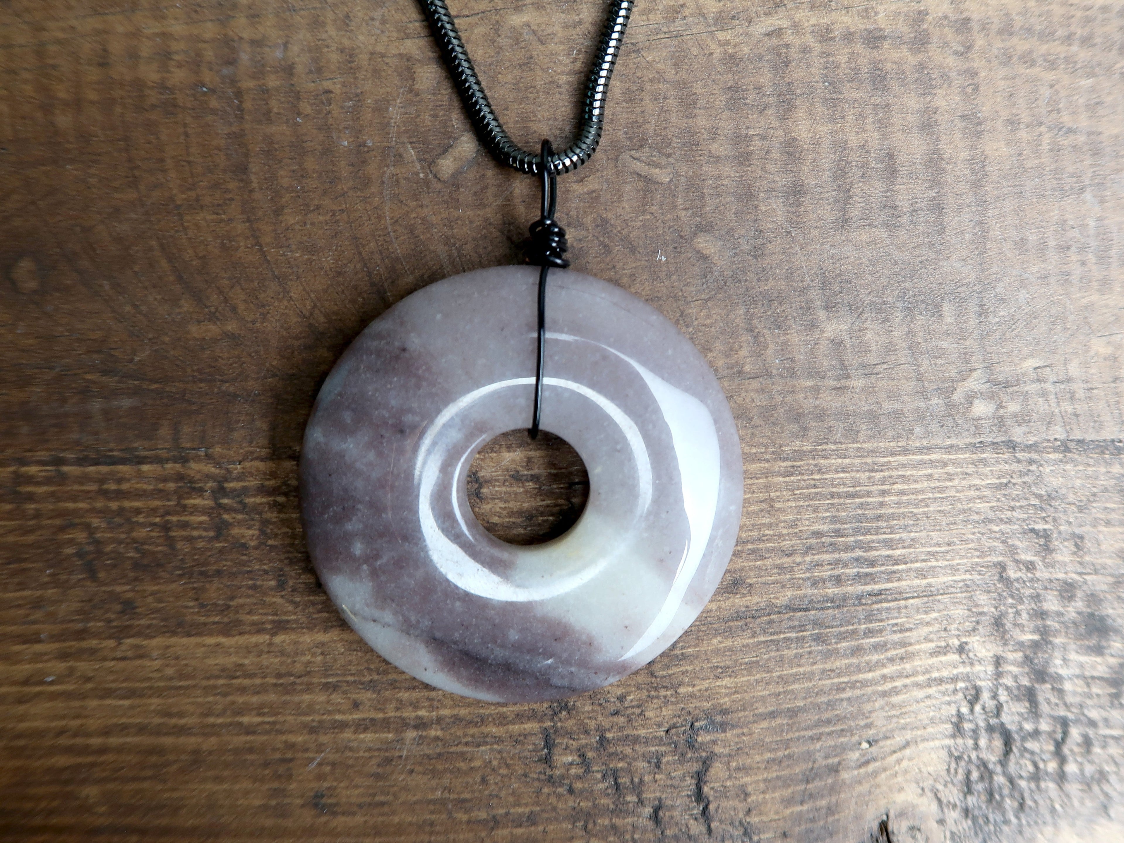 Purple Aventurine Necklace Large Donut Amulet Abundance