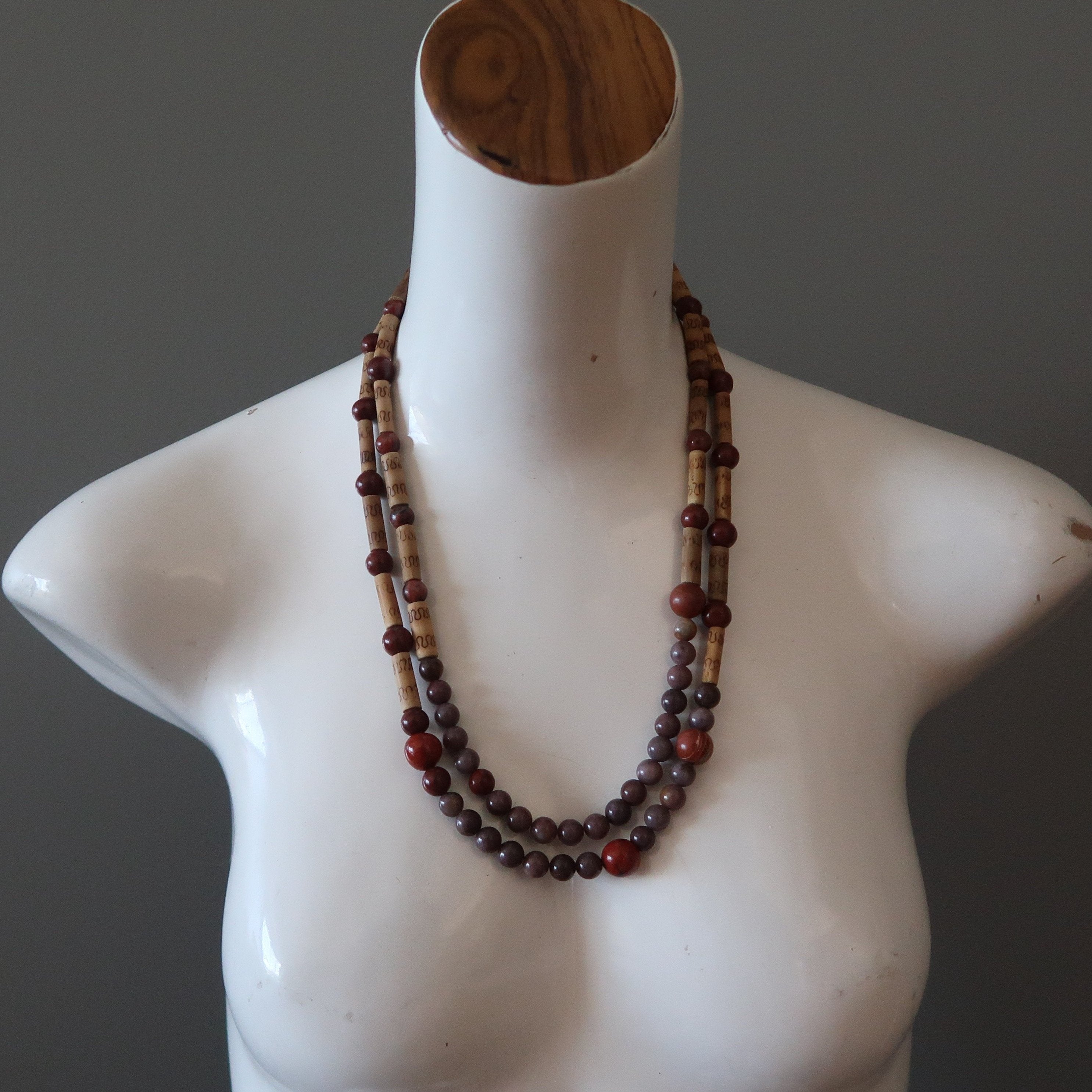 Collier Aventurine Violette Jaspe Rouge Bambou Sauvage