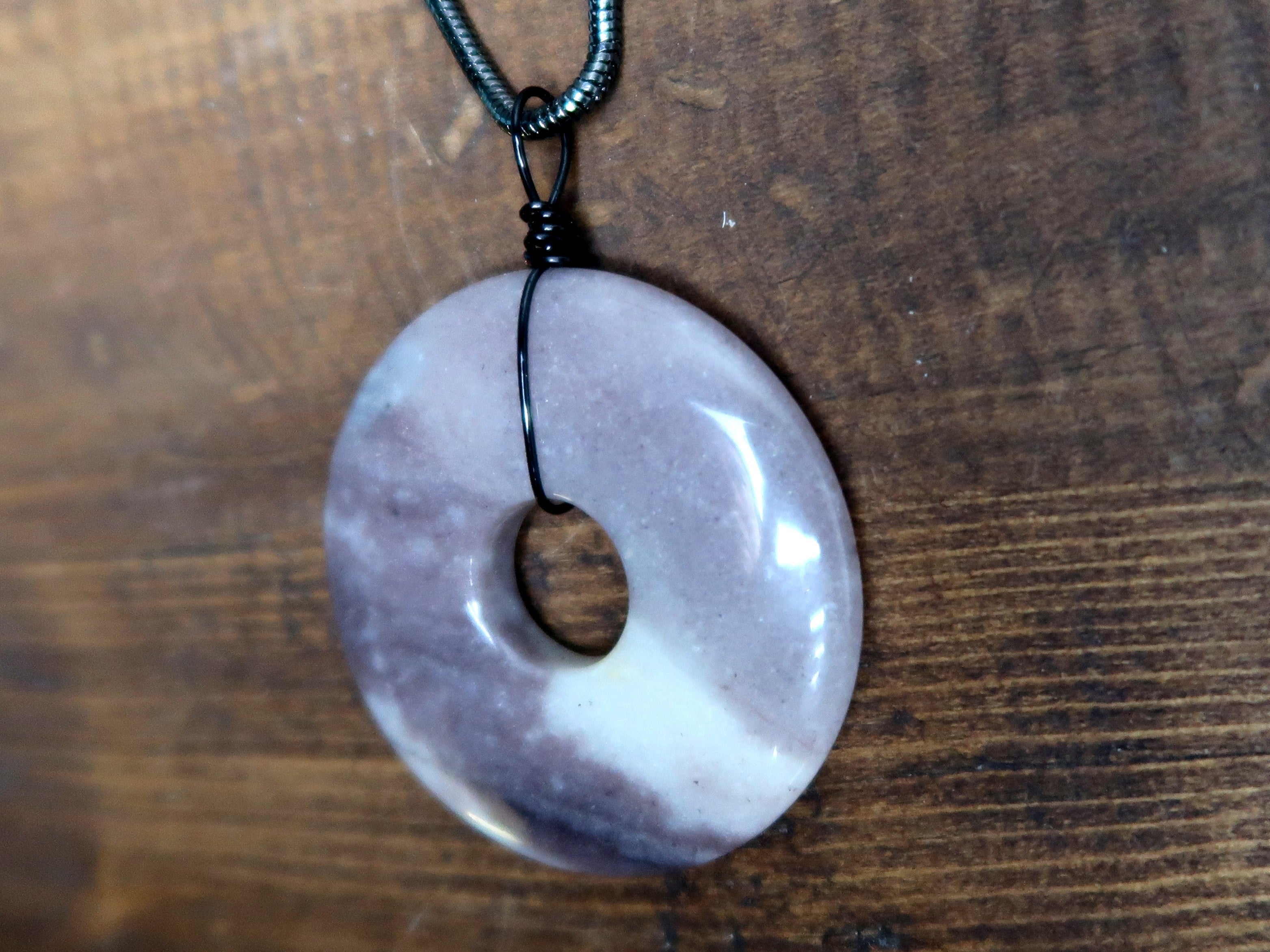 Purple Aventurine Necklace Large Donut Amulet Abundance