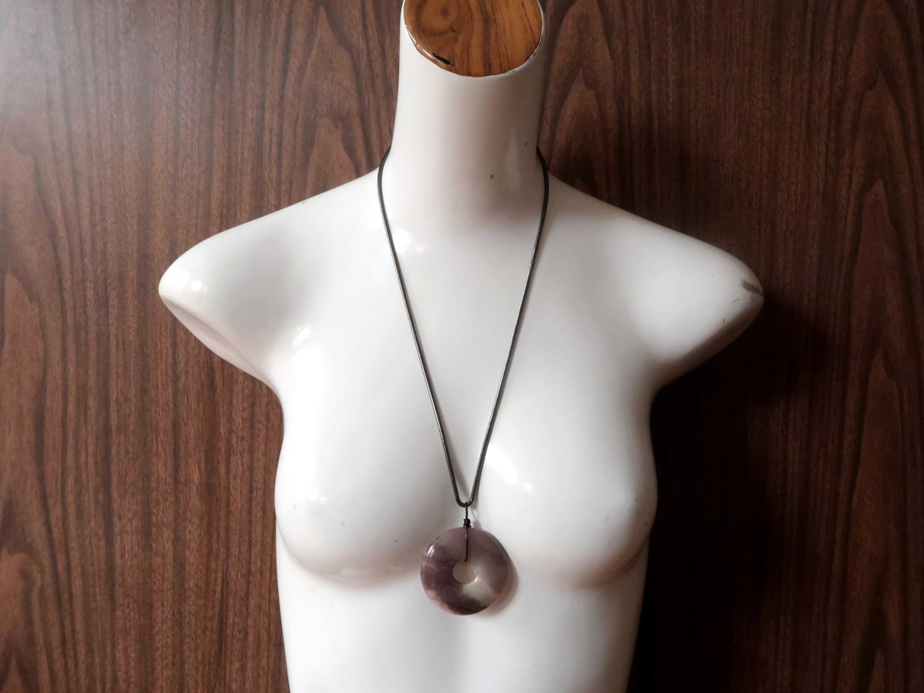 Purple Aventurine Necklace Large Donut Amulet Abundance