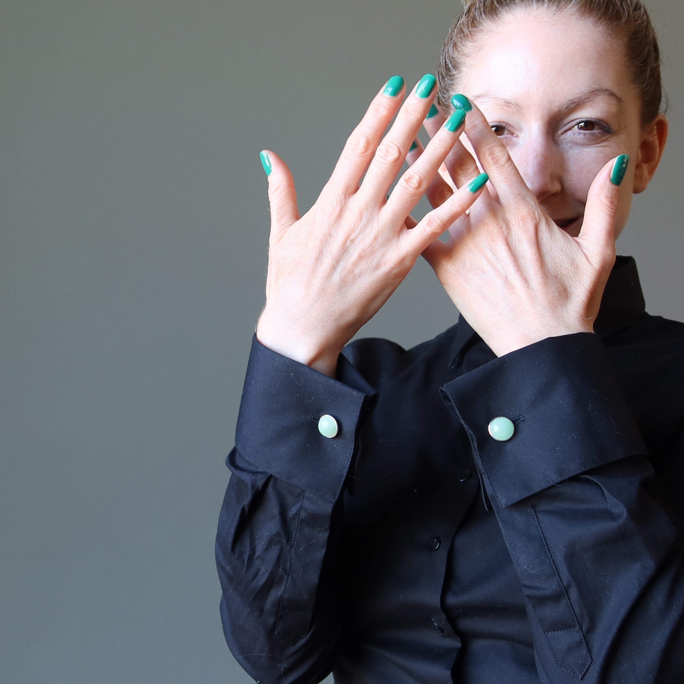 Green Aventurine Cufflinks Dress Success Silver