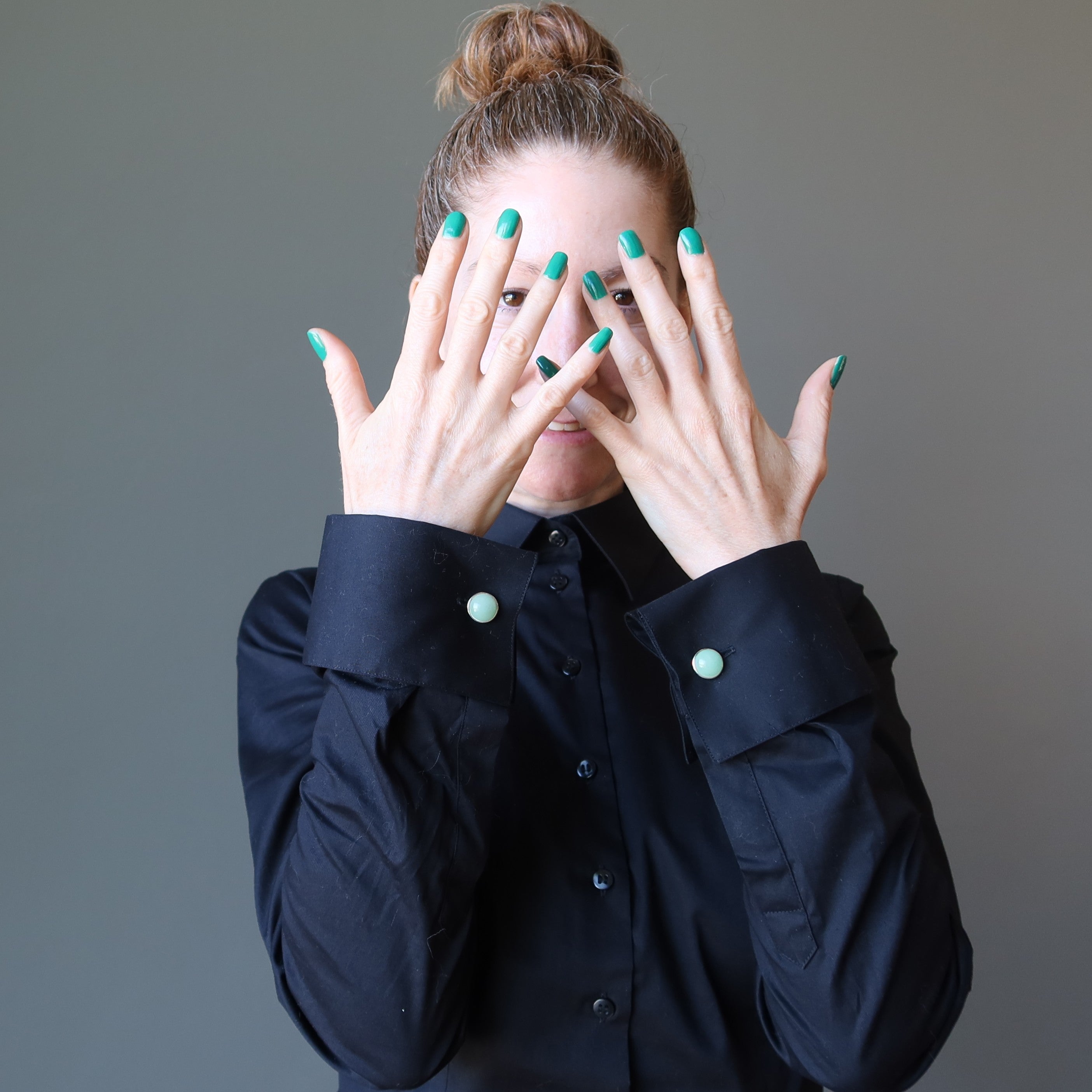 Green Aventurine Cufflinks Dress Success Silver