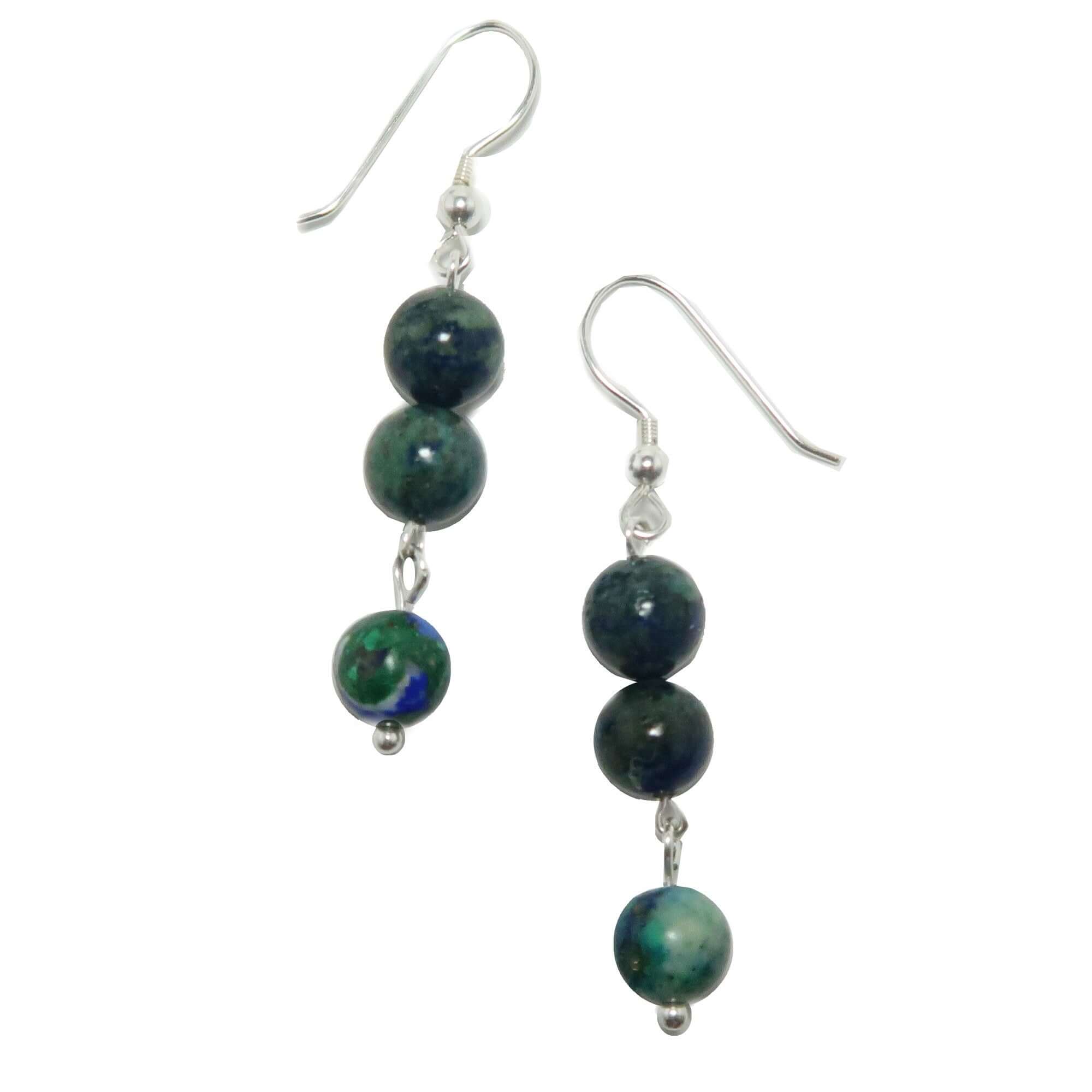 Boucles d'oreilles Azurite Monde merveilleux Malachite Argent sterling