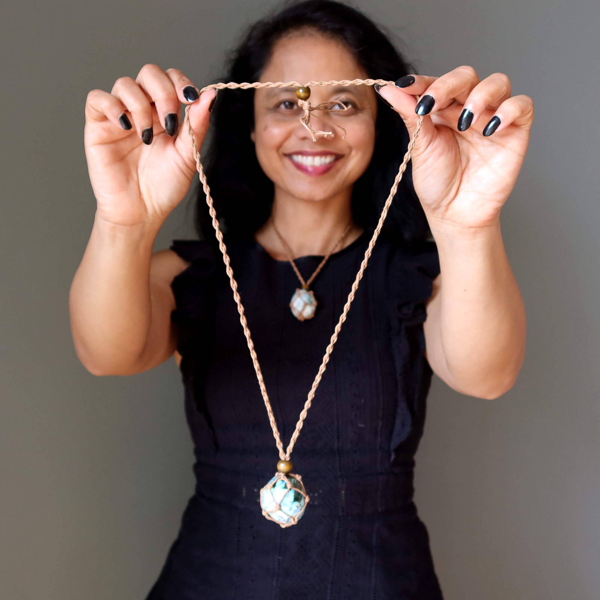 Collier en azurite World Healer Macramé Pierres Roulées