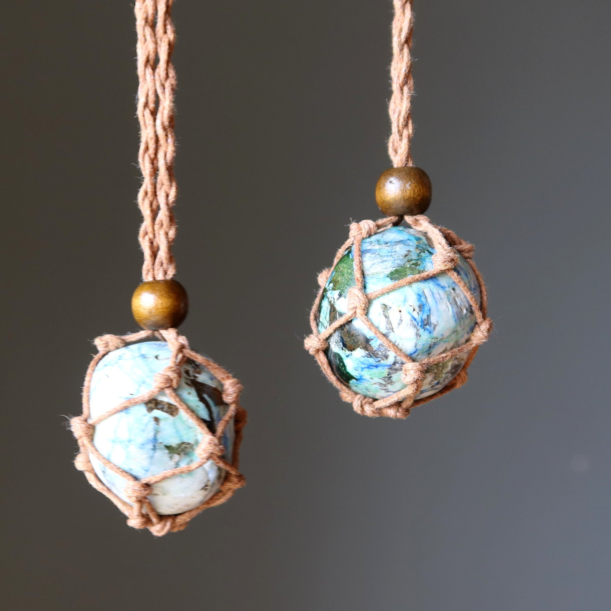 Collier en azurite World Healer Macramé Pierres Roulées