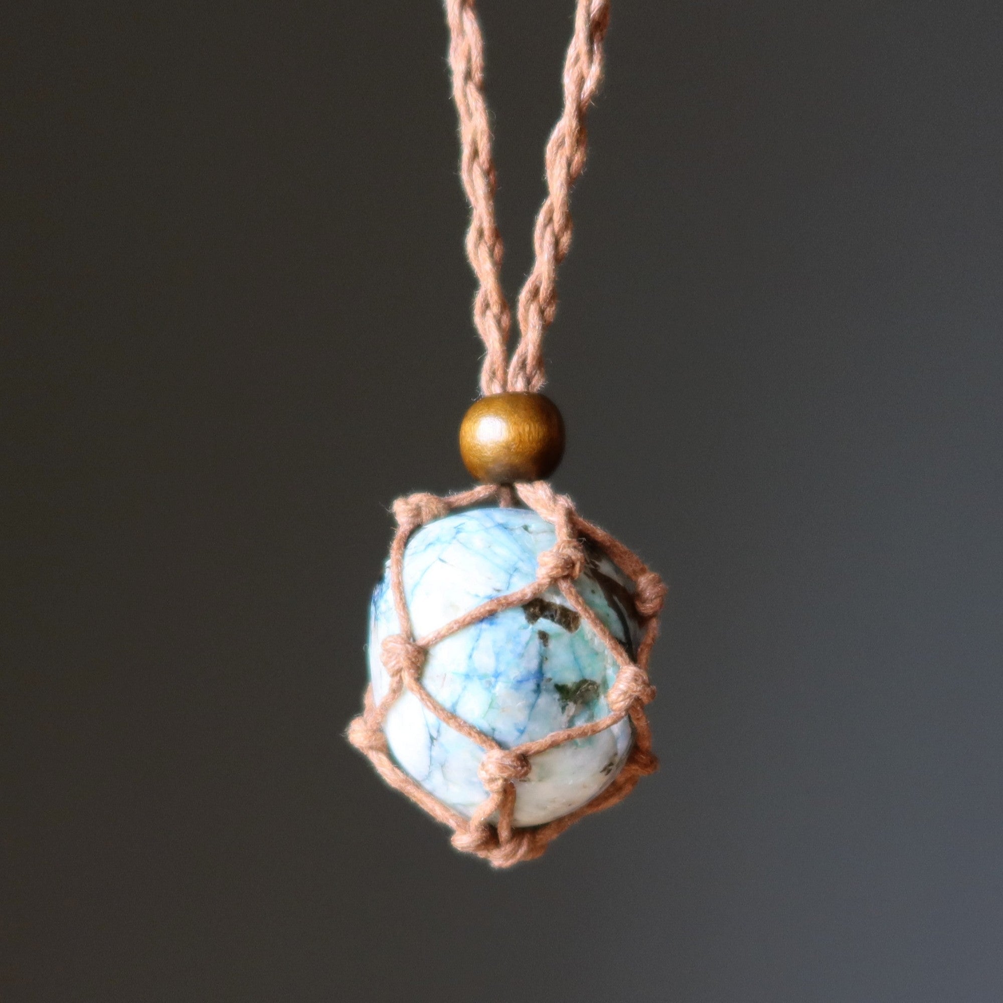 Collier en azurite World Healer Macramé Pierres Roulées
