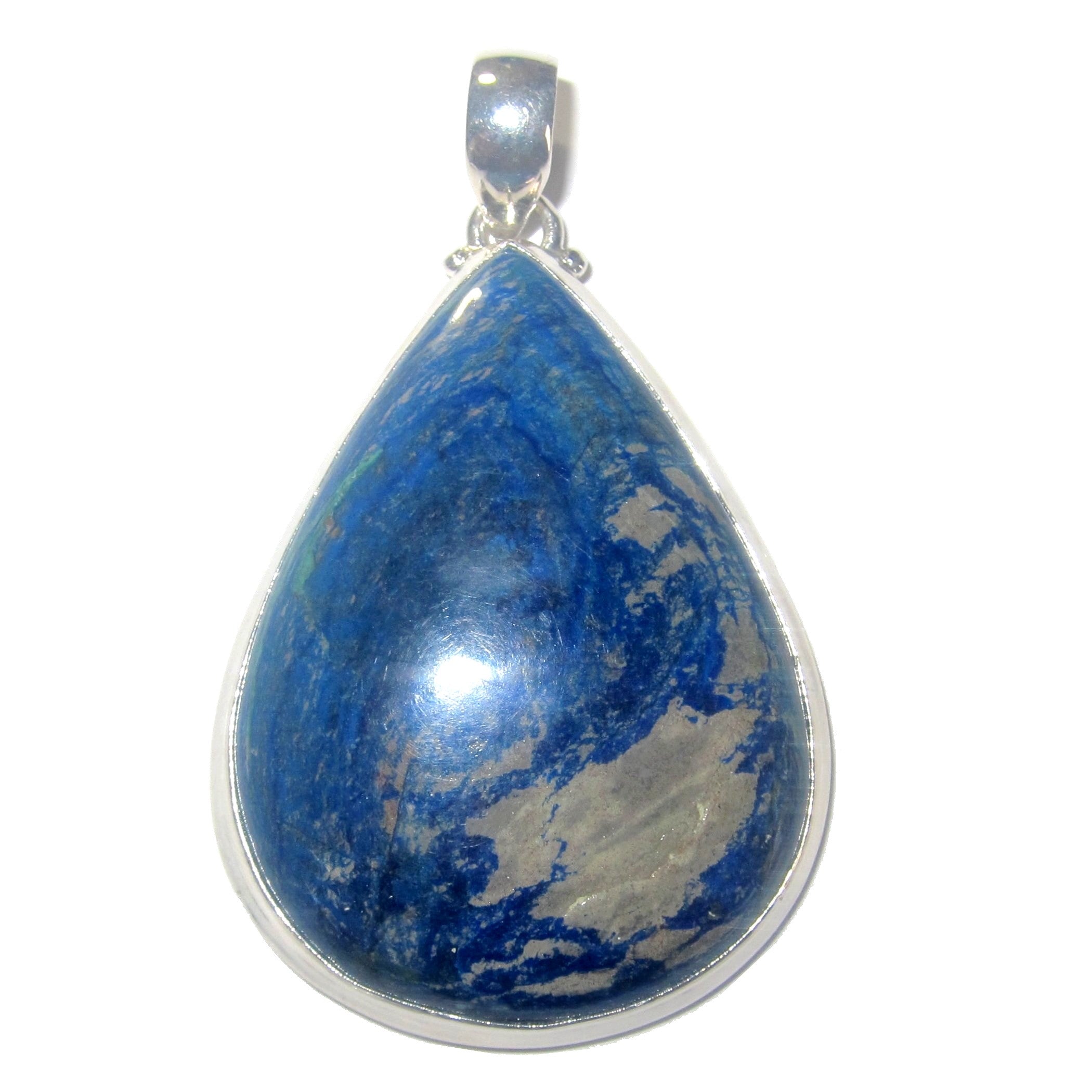 Pendentif goutte Azurite Bleu du Monde Argent Sterling
