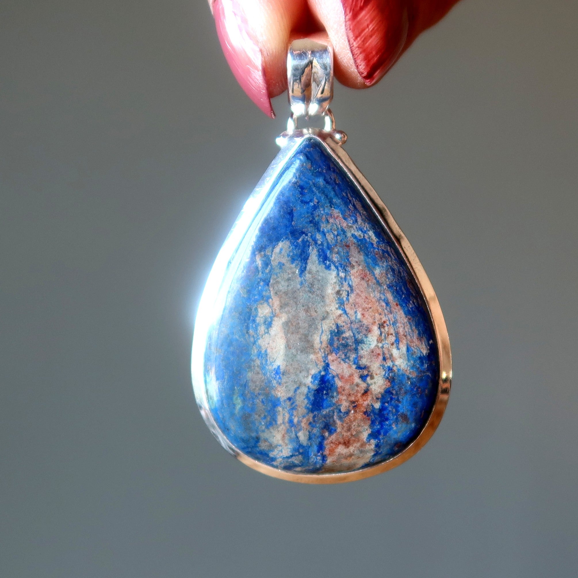 Pendentif goutte Azurite Bleu du Monde Argent Sterling