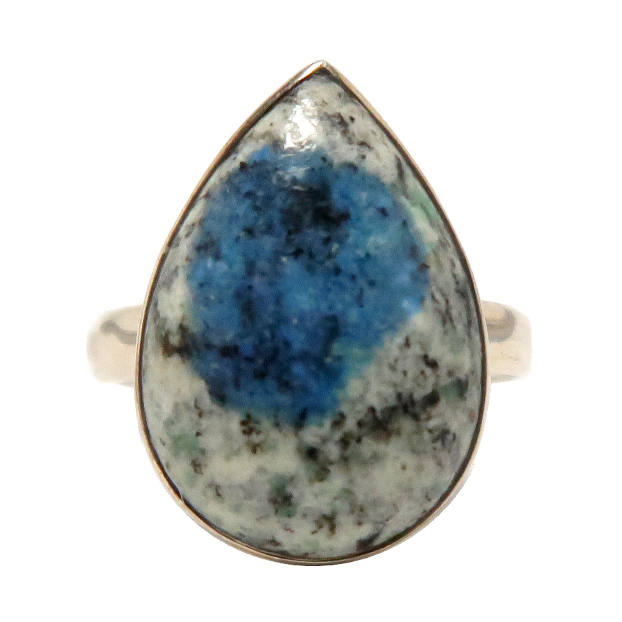Azurite Ring Blue Granite K2 Sterling Silver Size 8.5