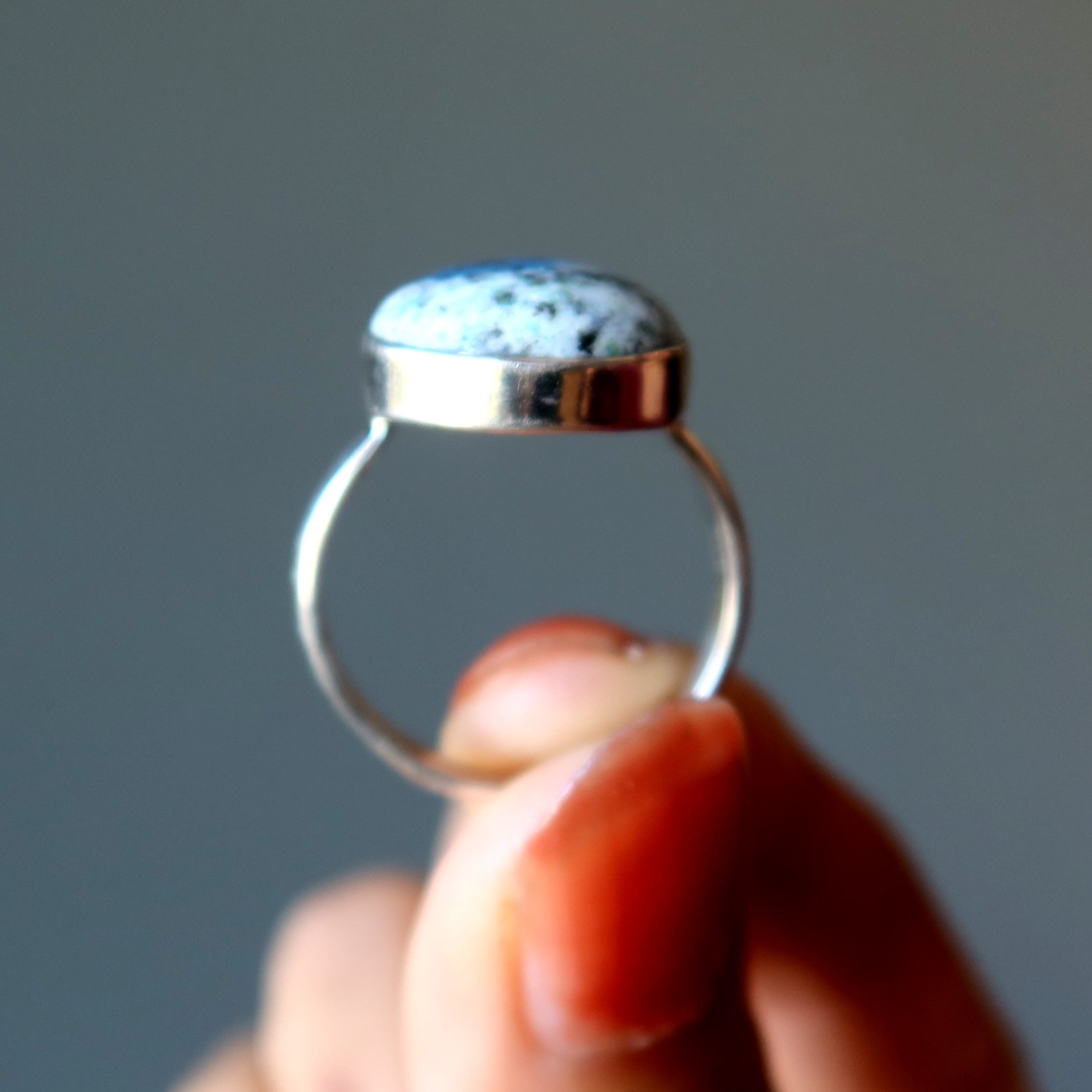 Azurite Ring Blue Granite K2 Sterling Silver Size 8.5