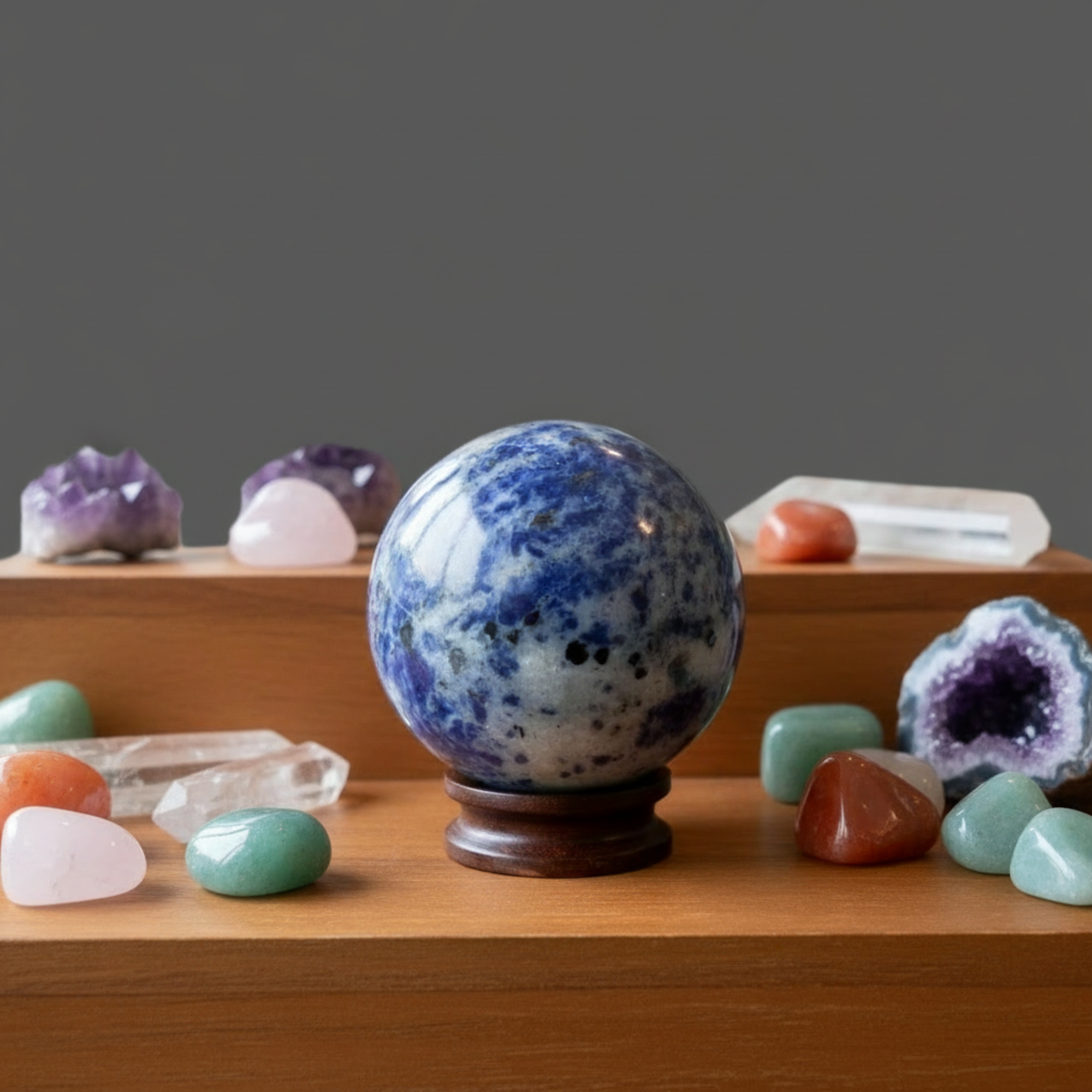 Display Stand Rosewood for Ball Egg and Stones
