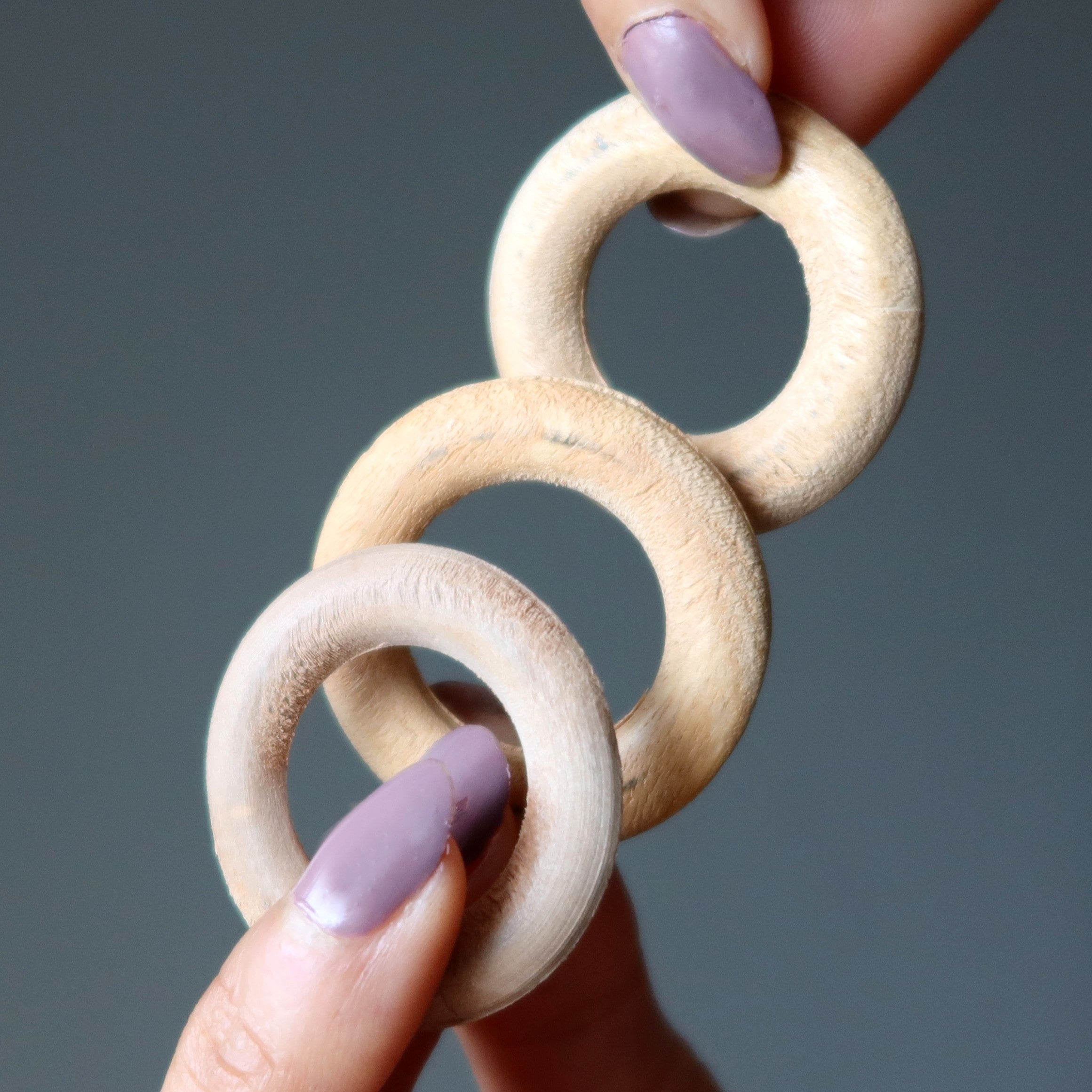 Display Stand 3 Wood Rings for Ball Egg Stones