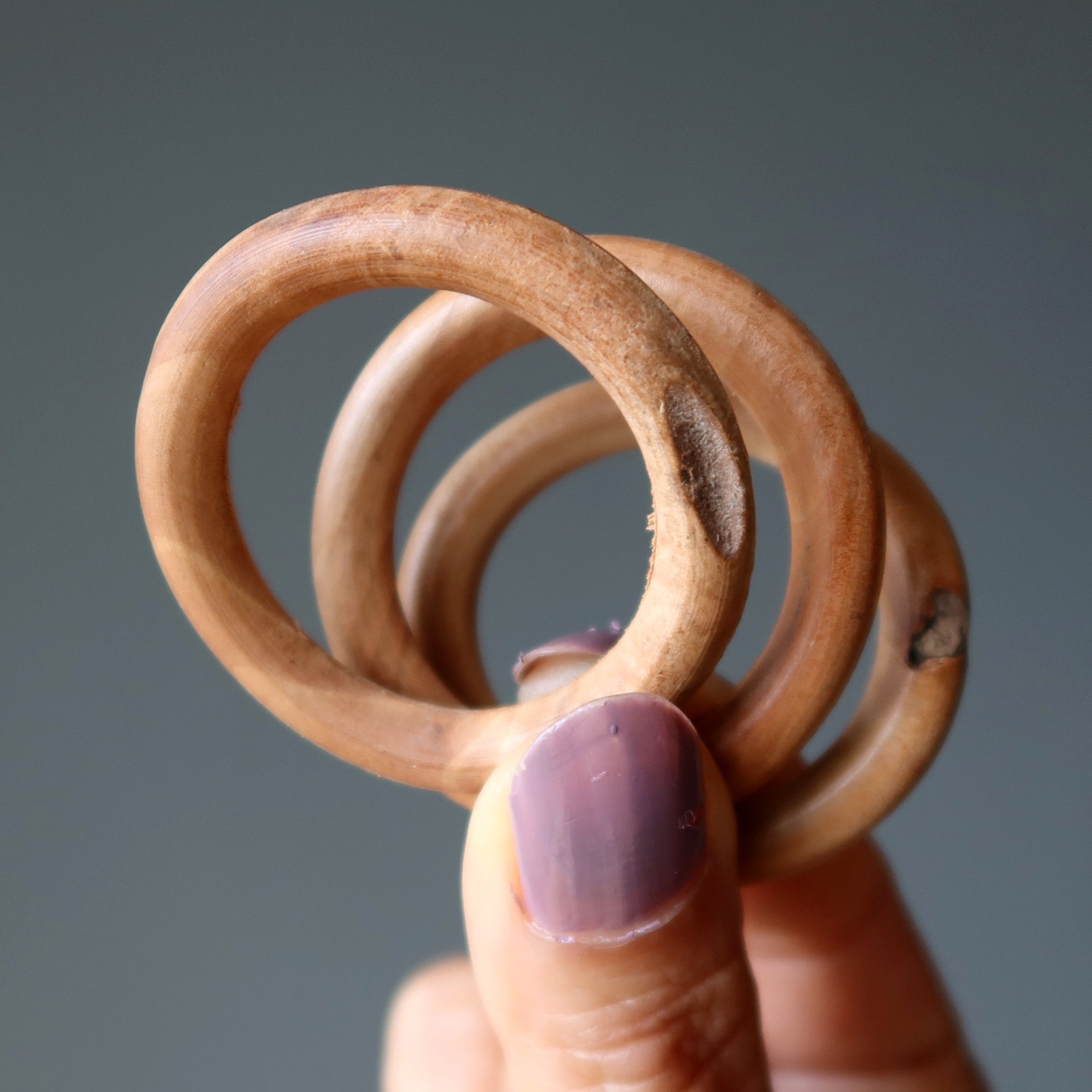Display Stand 3 Wood Rings for Ball Egg Stones