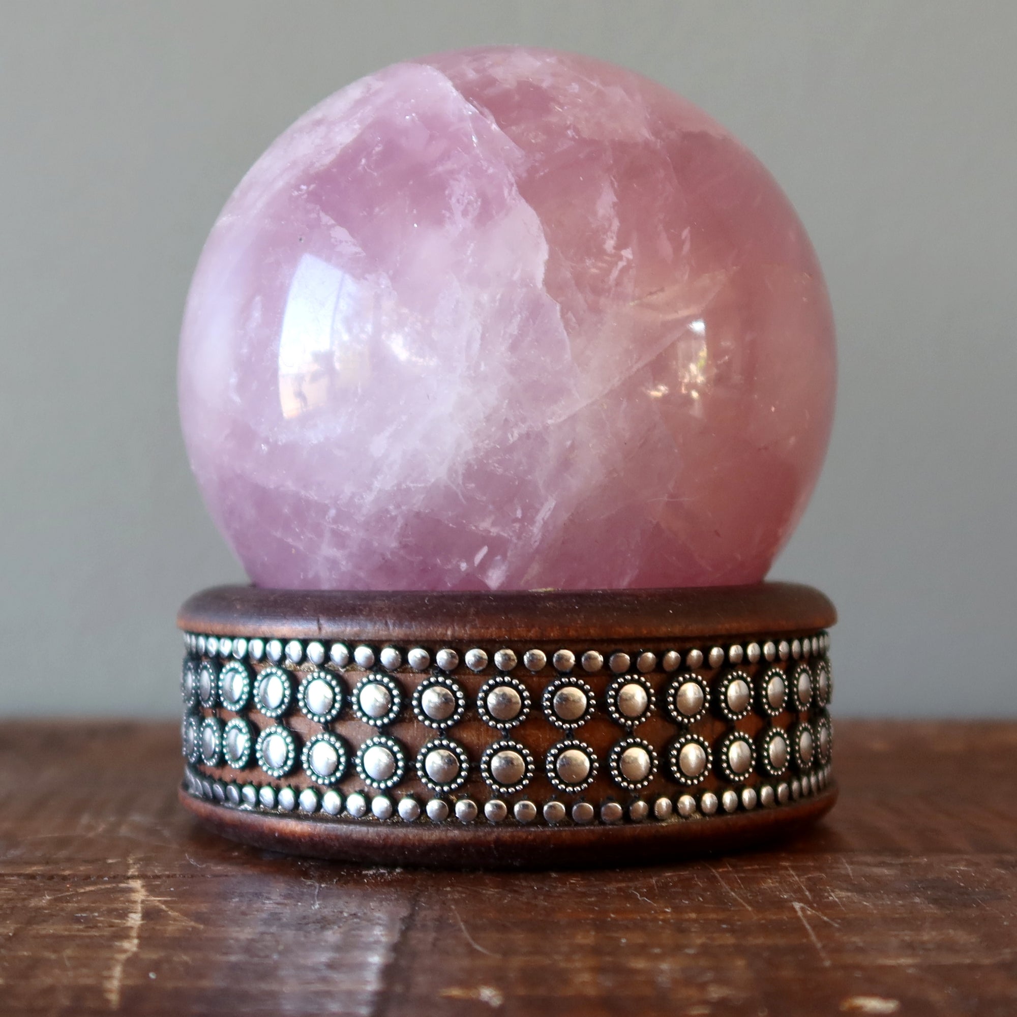 Display Stand Ornate Metal Wood for Crystal Balls