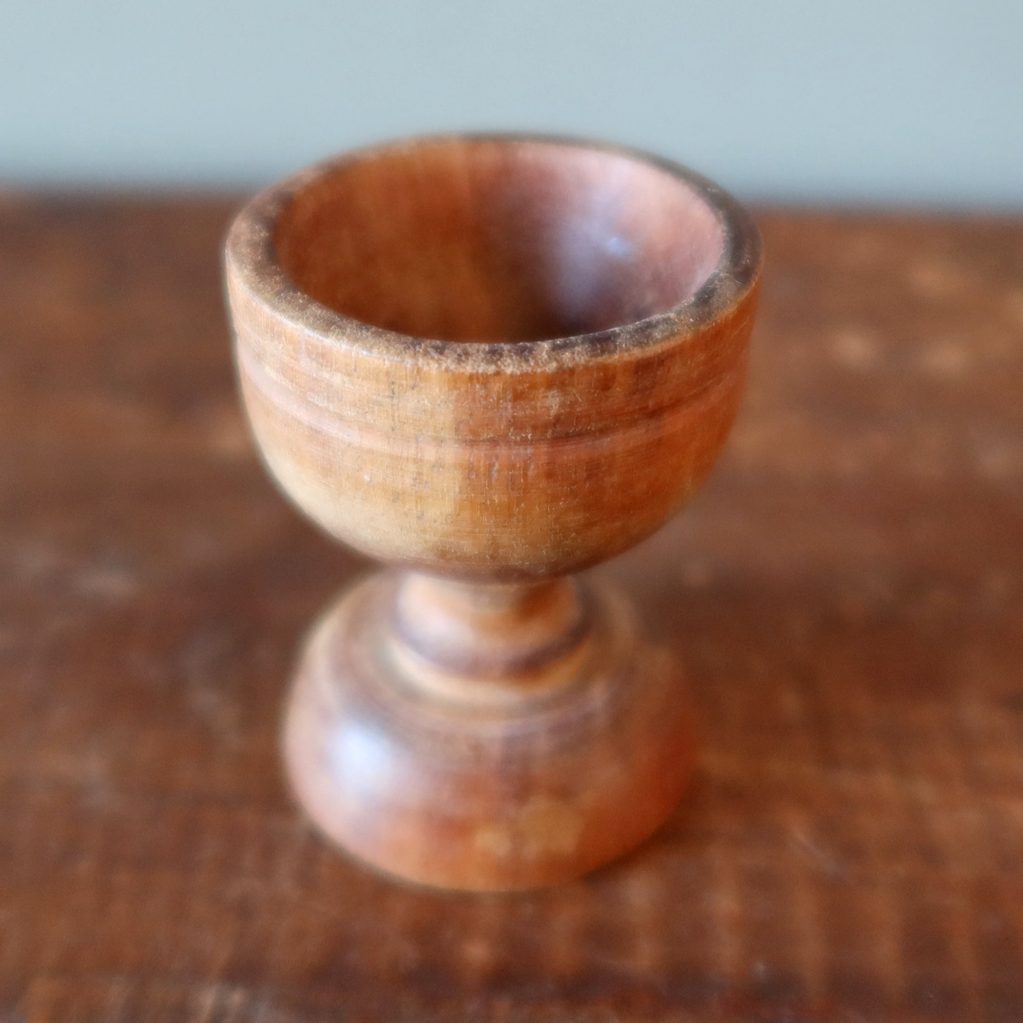 Display Stand Rustic Brown Wood Goblet for Crystal Eggs