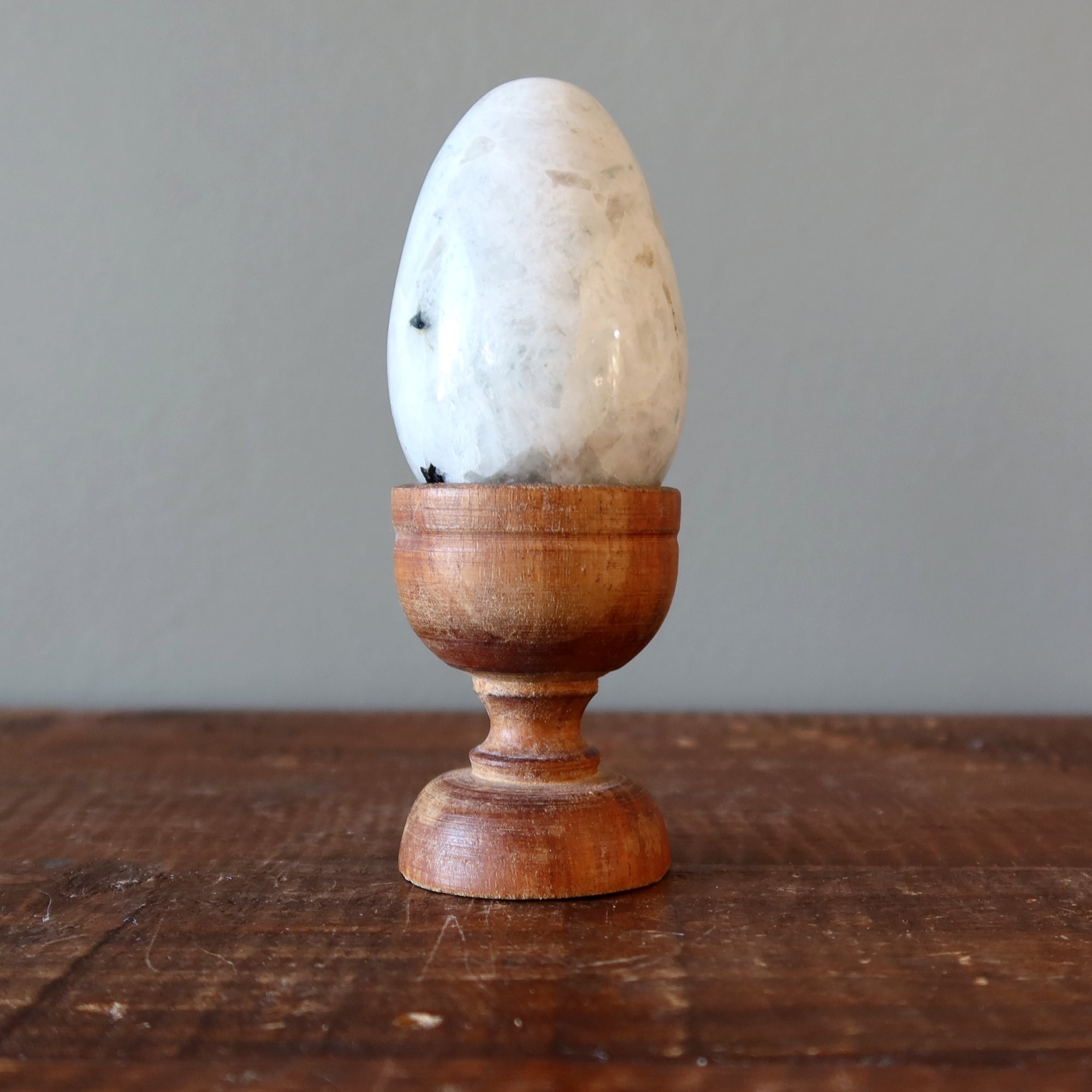 Display Stand Rustic Brown Wood Goblet for Crystal Eggs