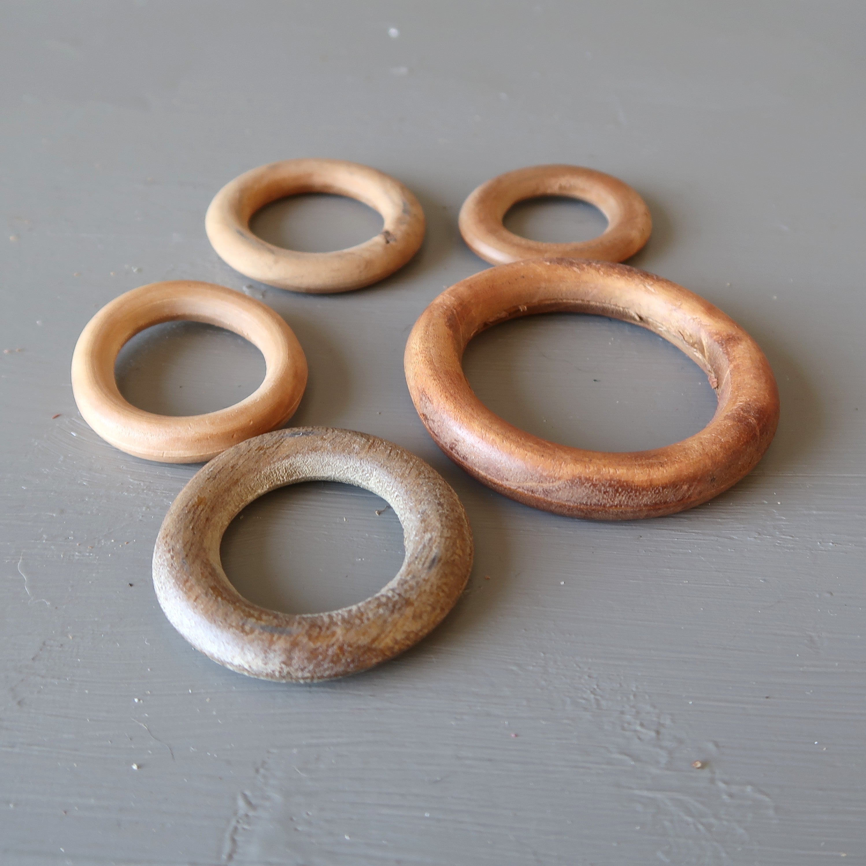 Display Stand 3 Wood Rings for Ball Egg Stones