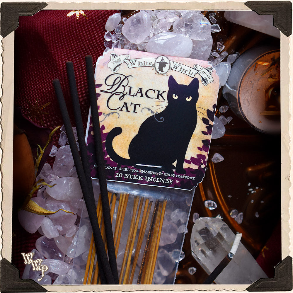 BLACK CAT RÄUCHERSTÄBCHEN 20 Stück Packung. Für Balance, spirituelle Führung und Trost bei Trauer.