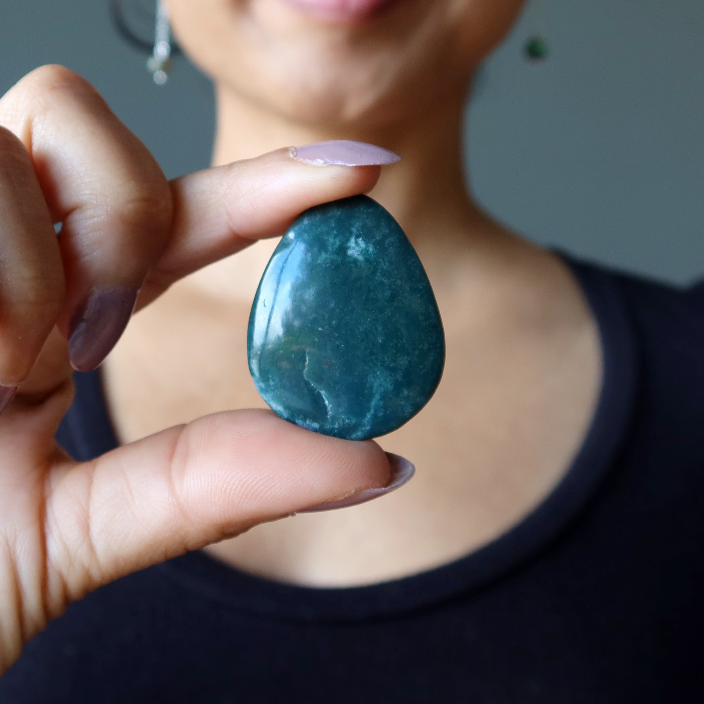Bloodstone Grid Crystal Green Positivity Pear