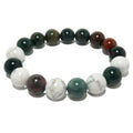 Bracelet en pierre de sang et perles de howlite, guerrier paisible