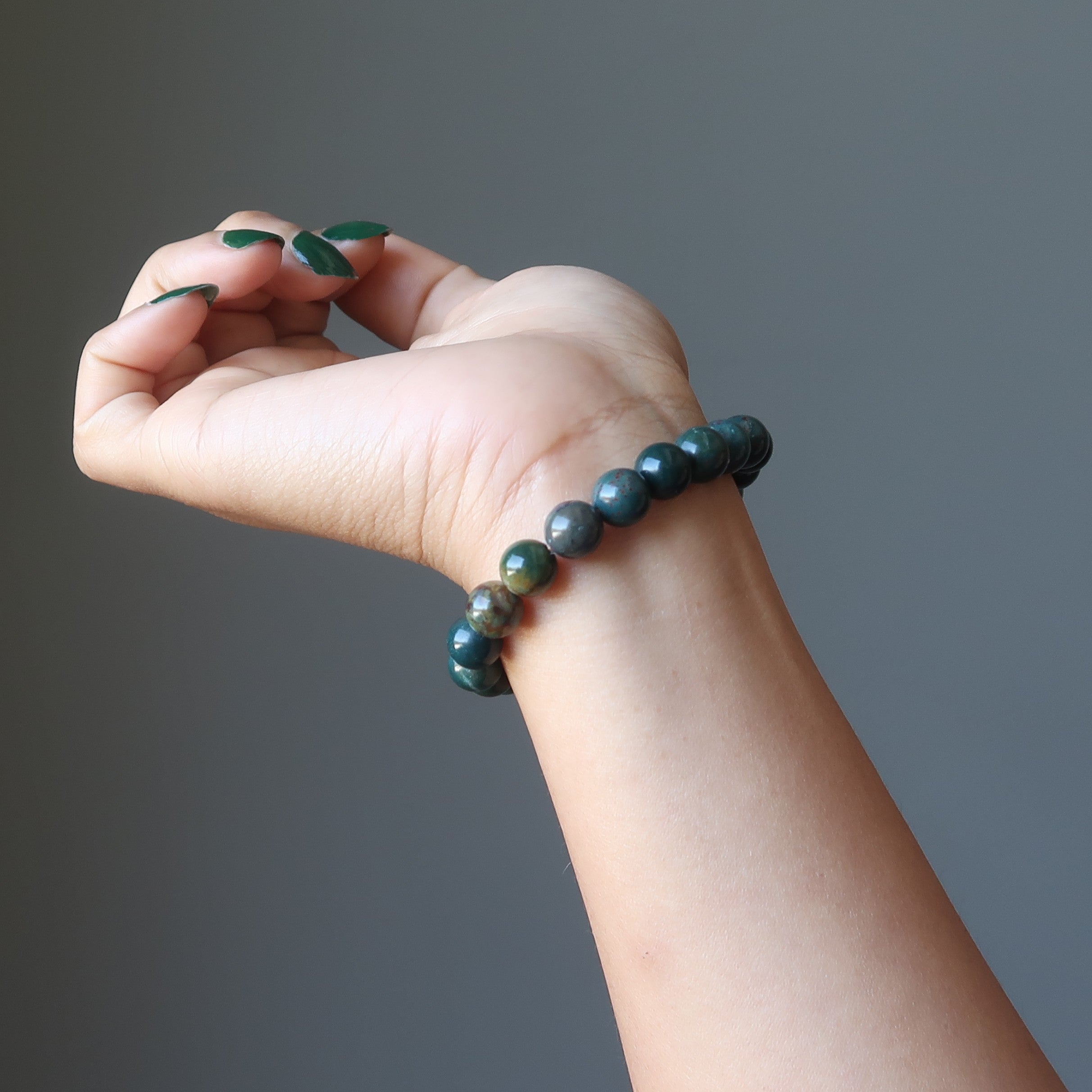 Bloodstone Bracelet Natural Gemstone Beads Vivid Motivation