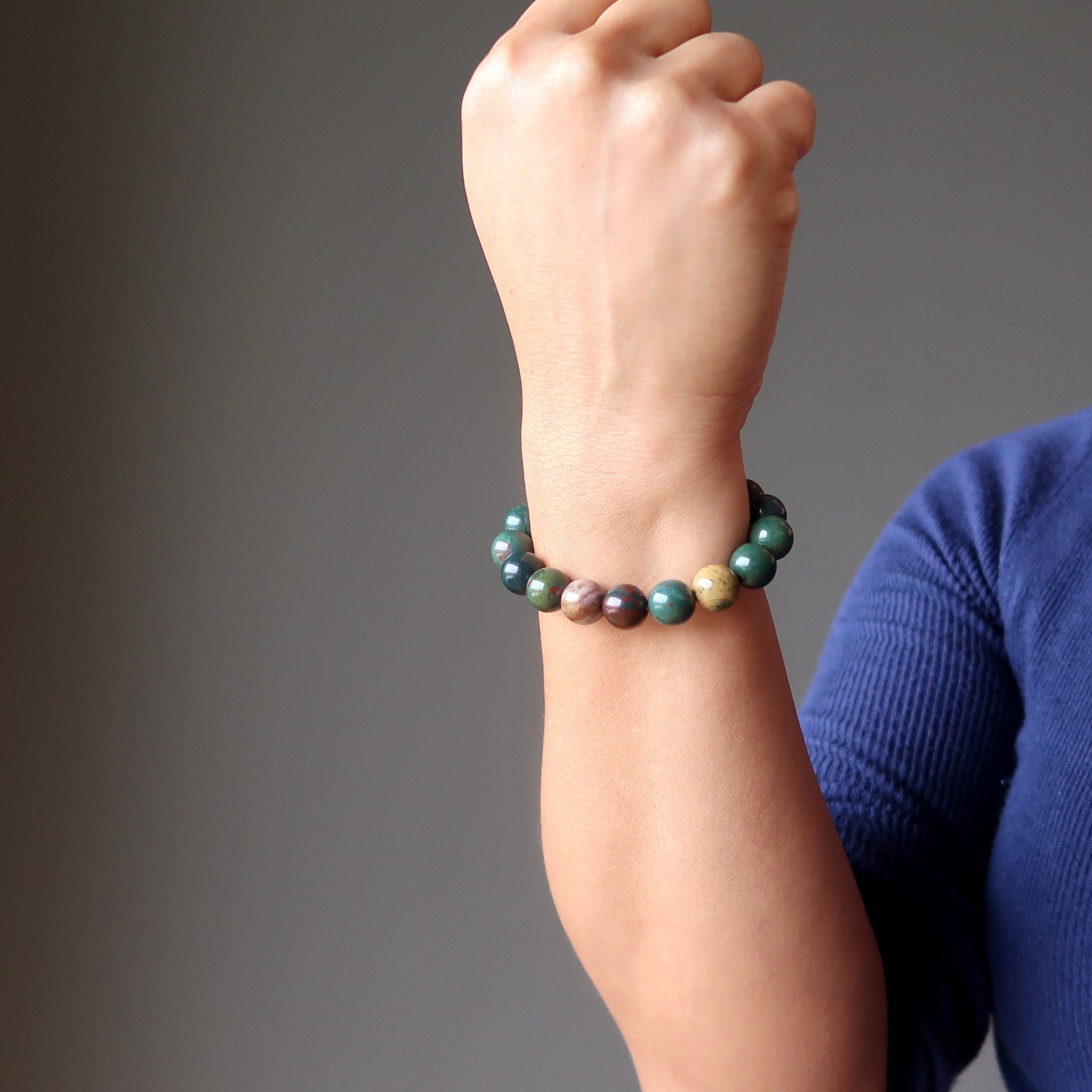 Bloodstone Bracelet Natural Gemstone Beads Vivid Motivation