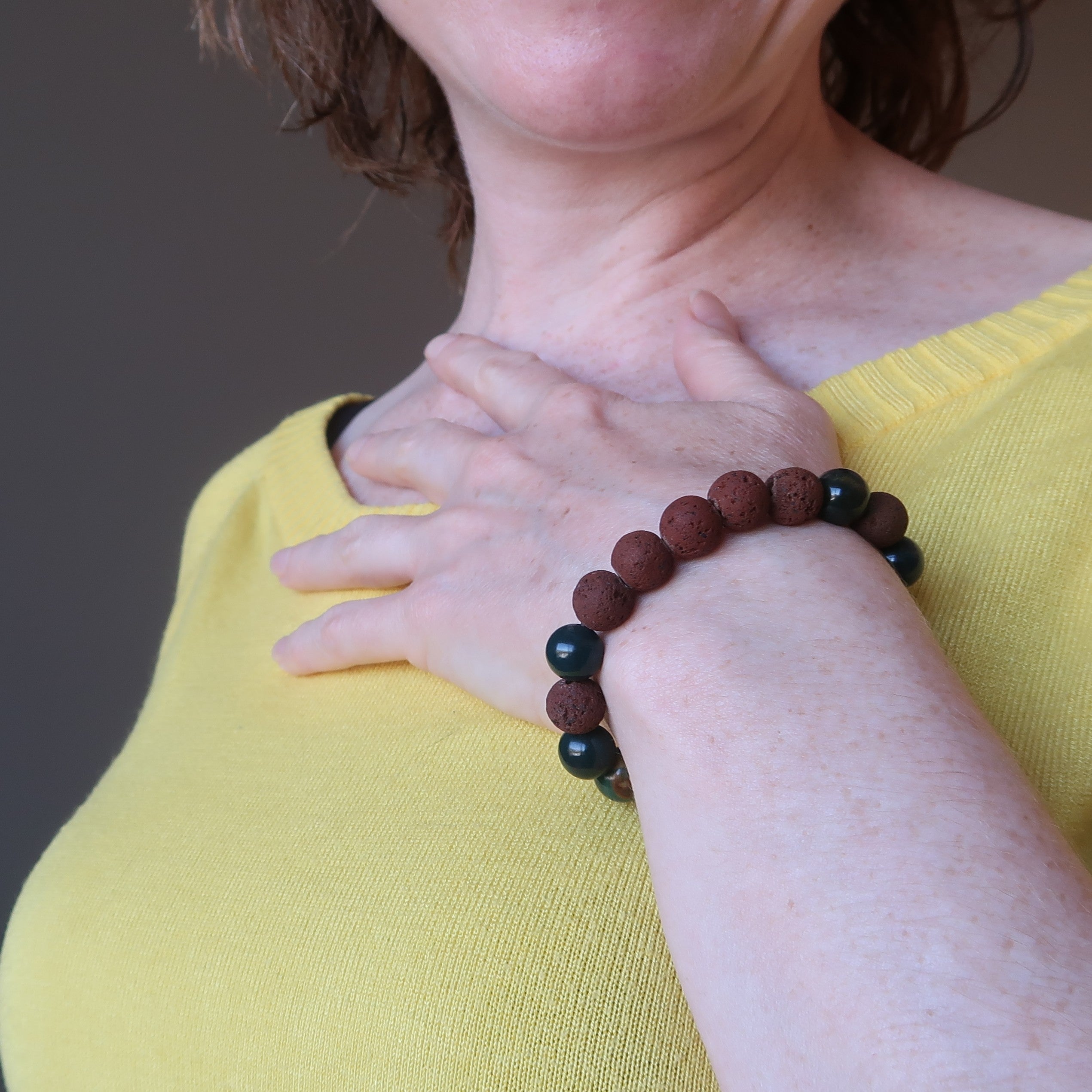 Blutsteinarmband & rote Lavakristallperlen Erdung