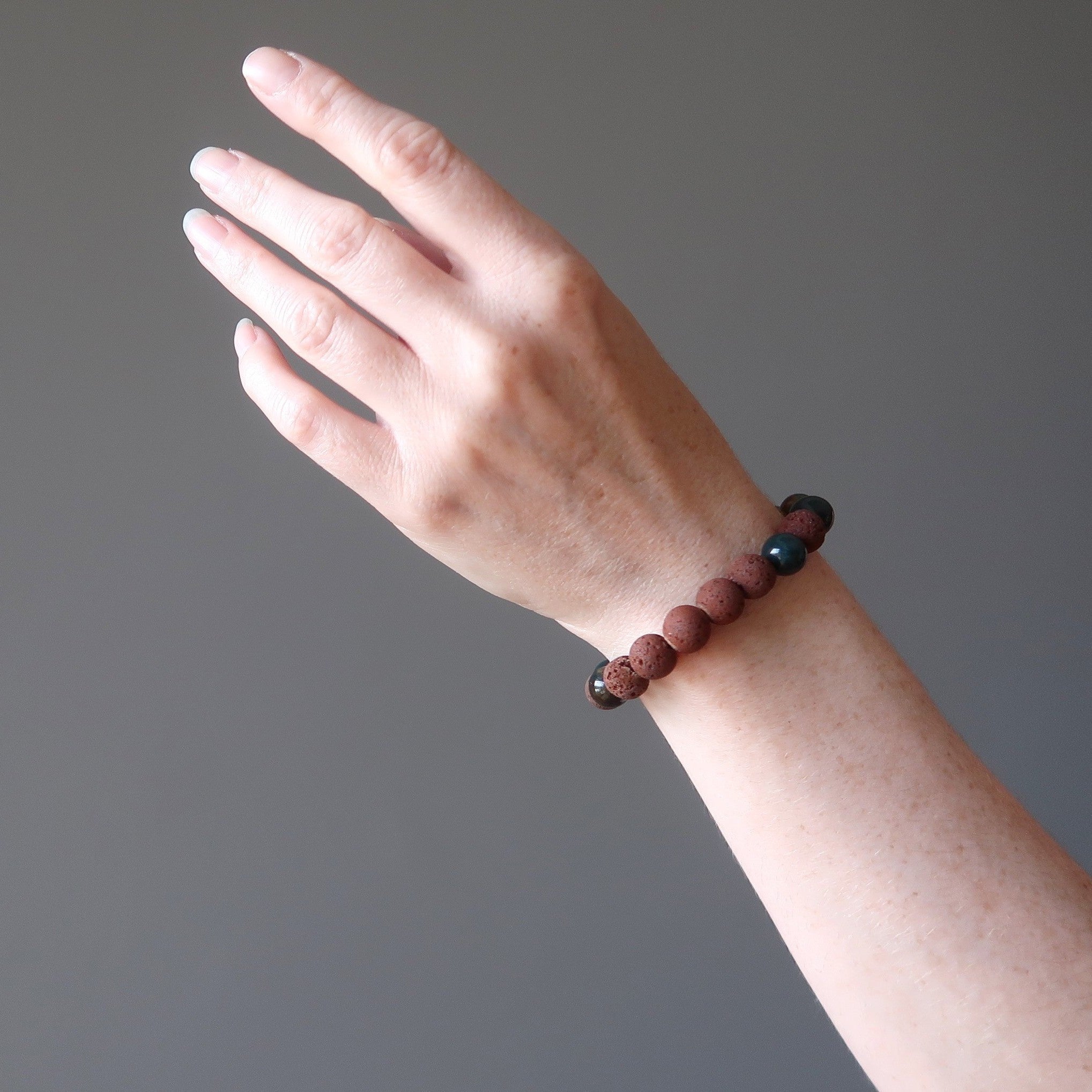 Blutsteinarmband & rote Lavakristallperlen Erdung