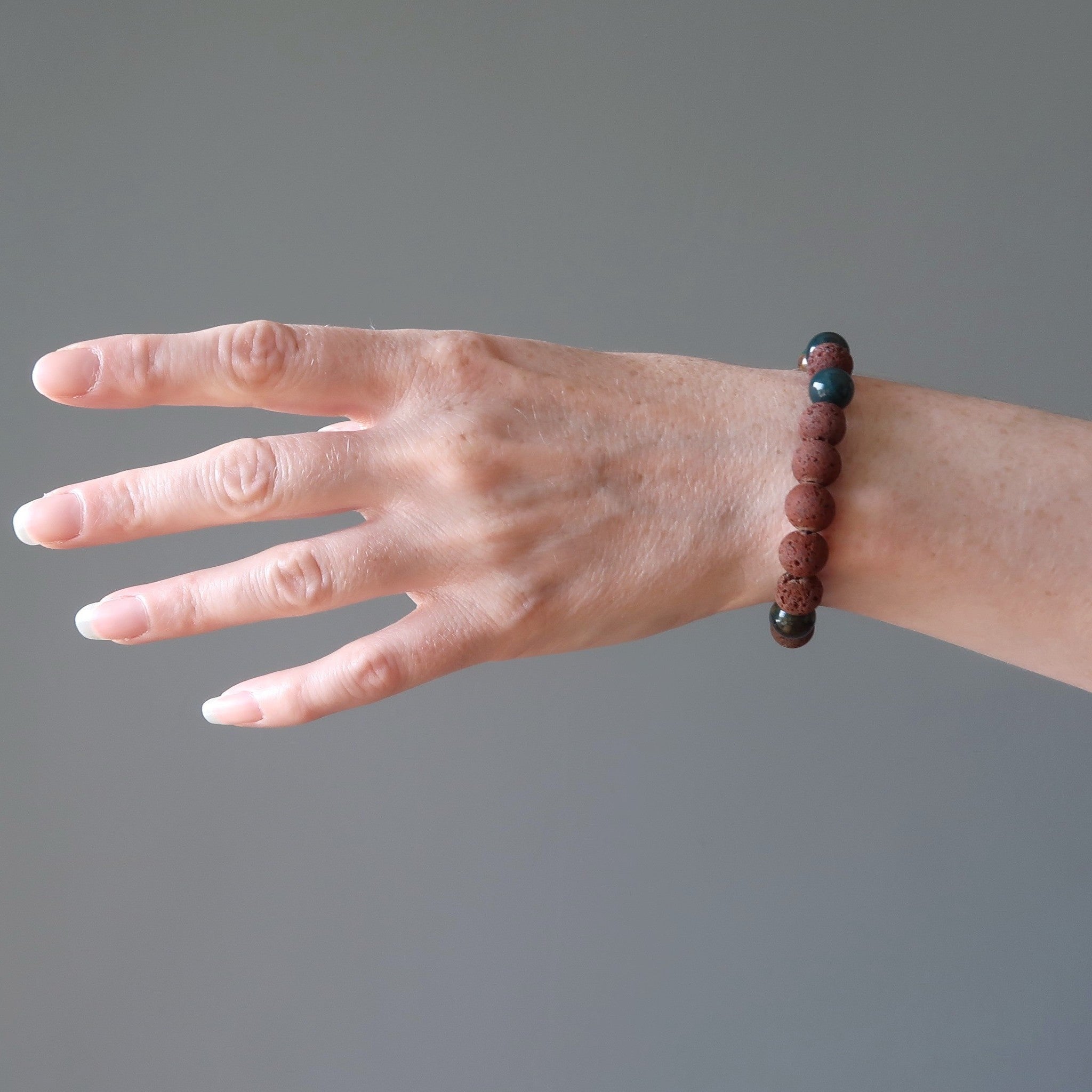 Blutsteinarmband & rote Lavakristallperlen Erdung
