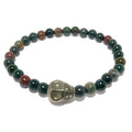 Blutsteinarmband & Pyrit-Totenkopf-Perle – Kantiges Katzengold-Juwel