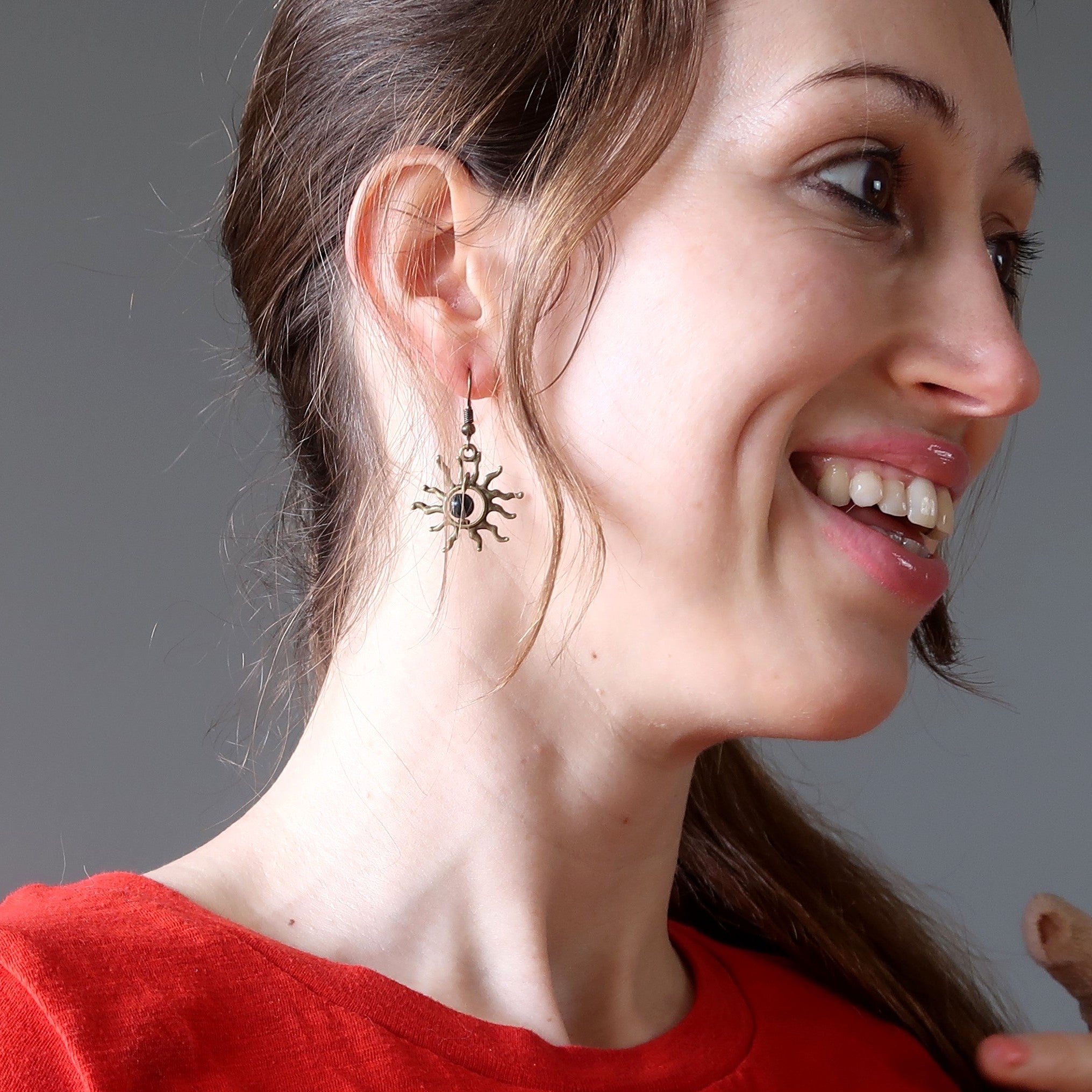 Boucles d'oreilles héliotrope vieilli Soleil Tout-Puissant