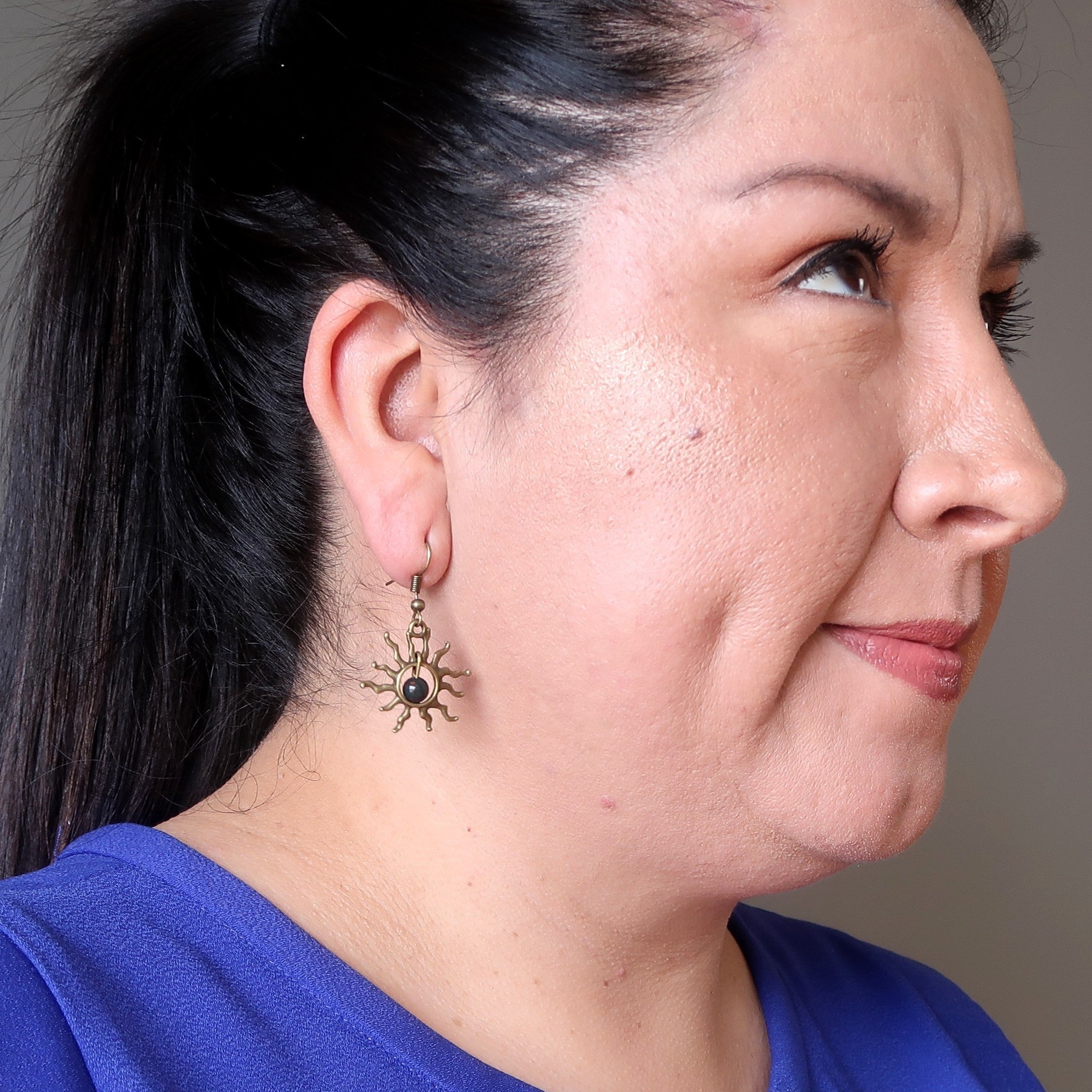 Boucles d'oreilles héliotrope vieilli Soleil Tout-Puissant