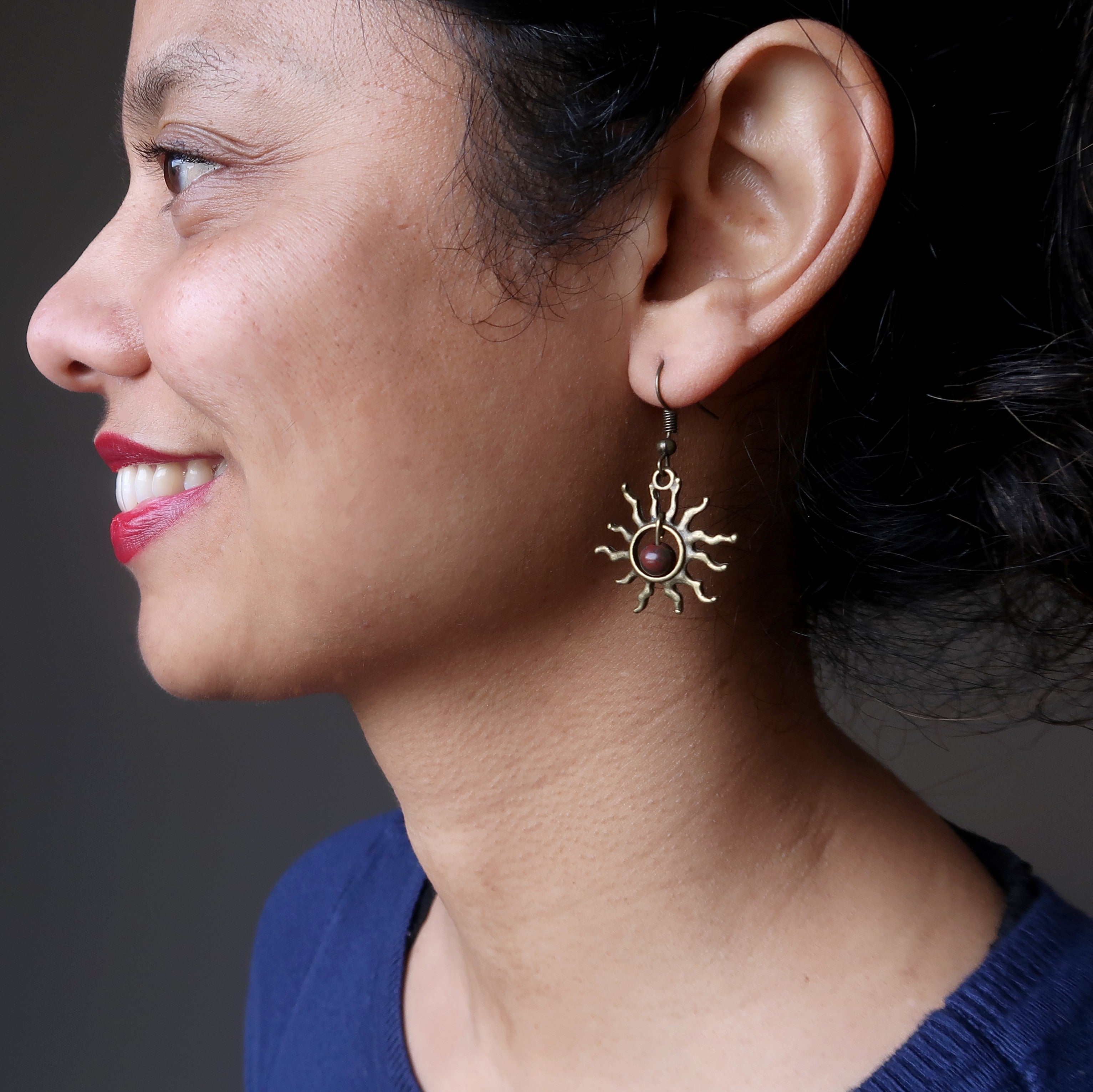 Boucles d'oreilles héliotrope vieilli Soleil Tout-Puissant