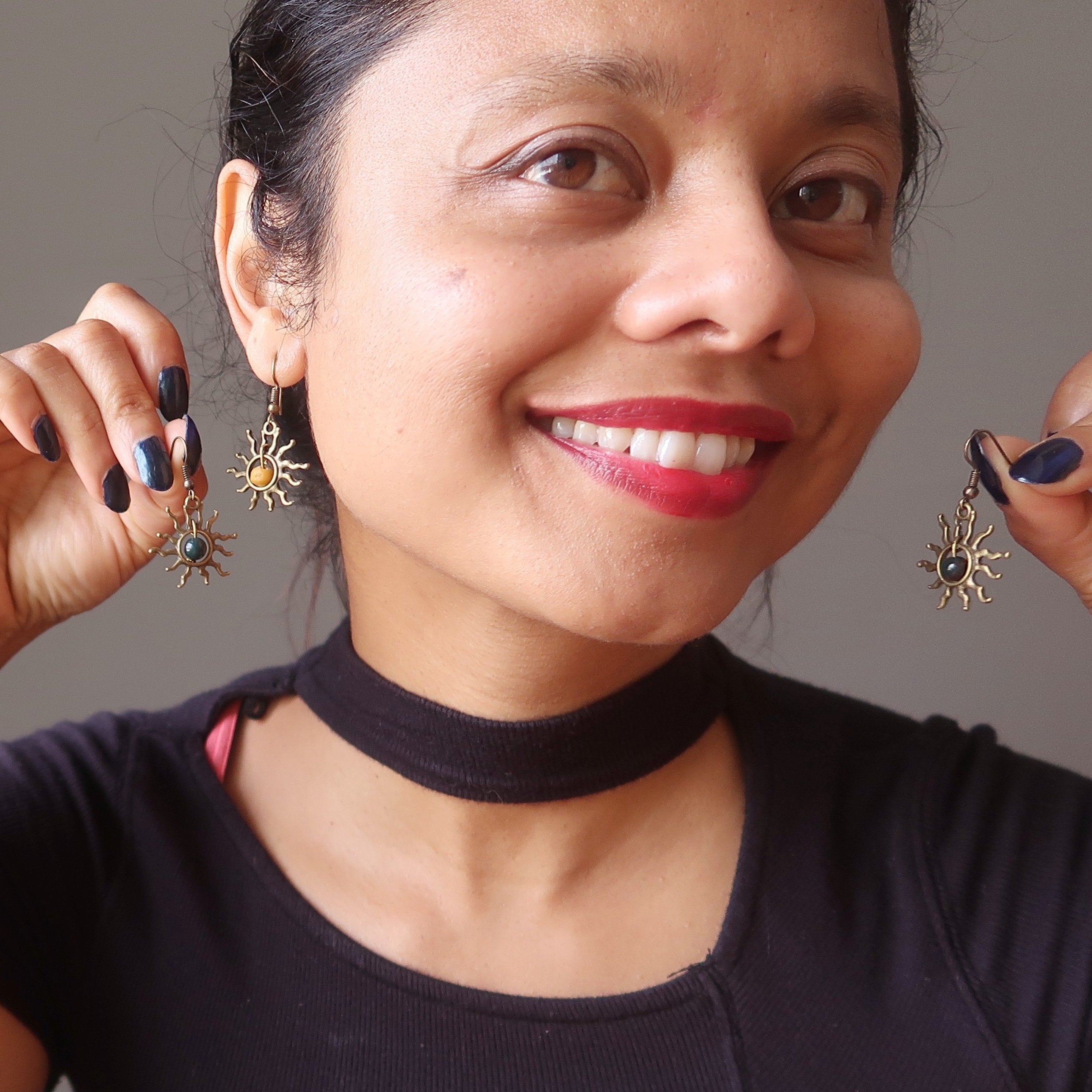 Boucles d'oreilles héliotrope vieilli Soleil Tout-Puissant