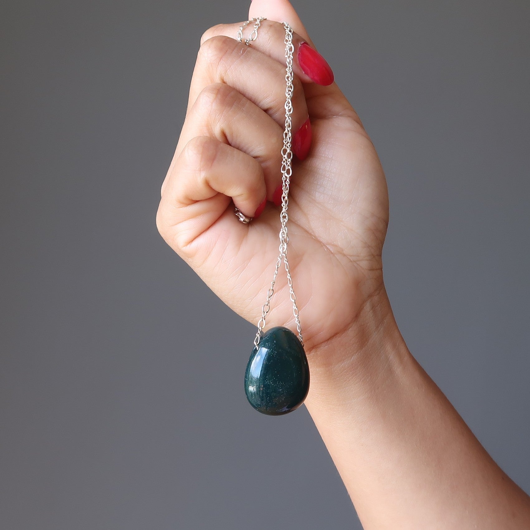 Bloodstone Necklace Bravery  Stone Sterling Silver