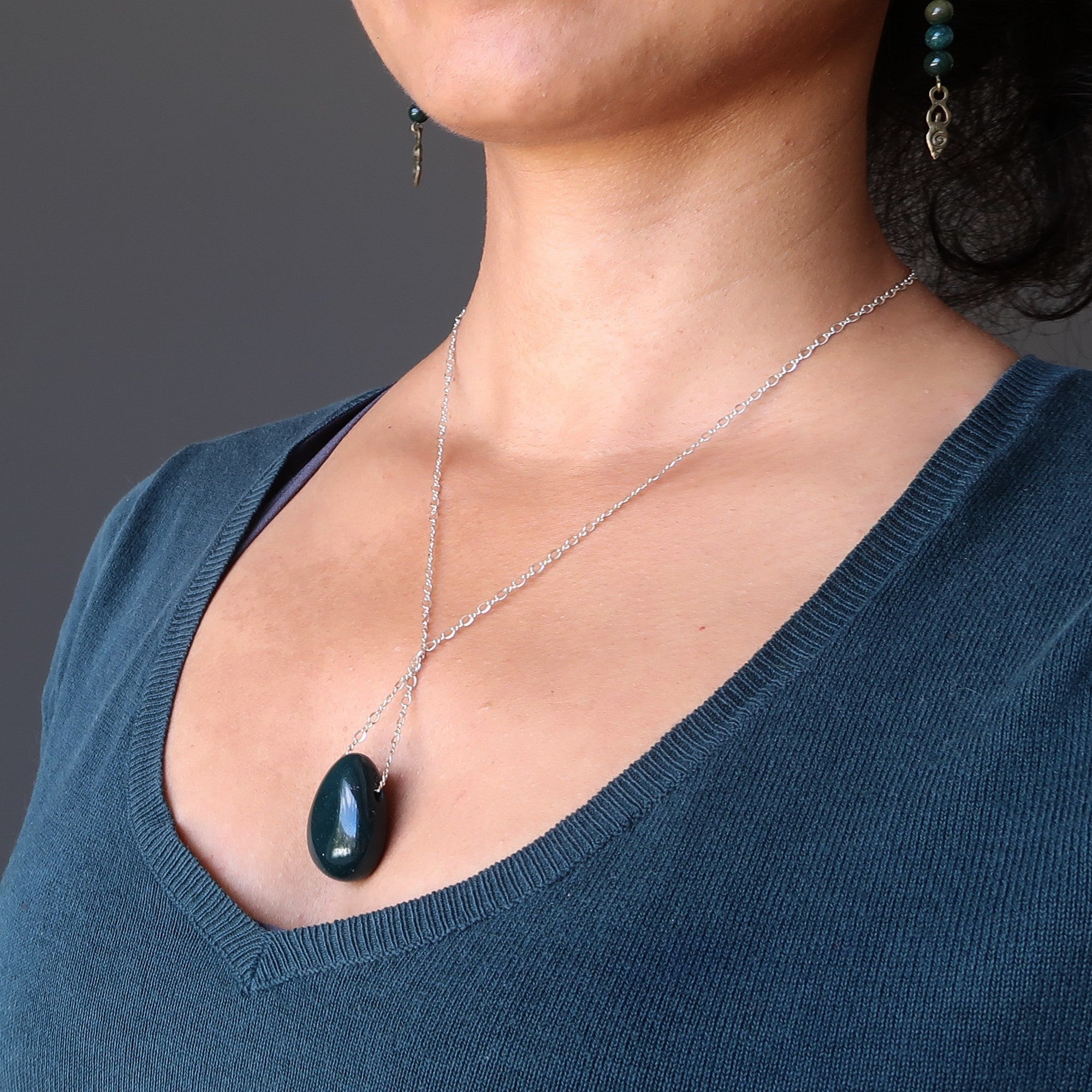 Bloodstone Necklace Bravery  Stone Sterling Silver