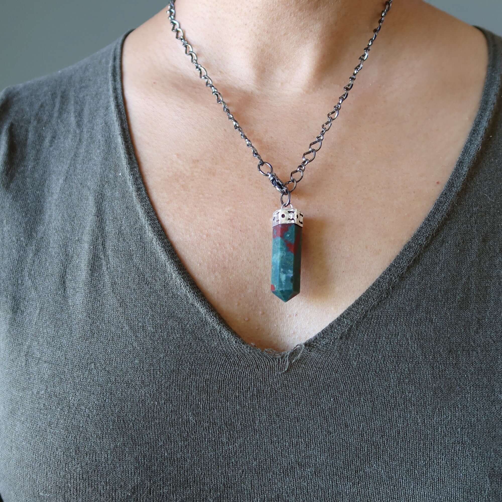 Bloodstone Necklace Pendulum On the Go Point