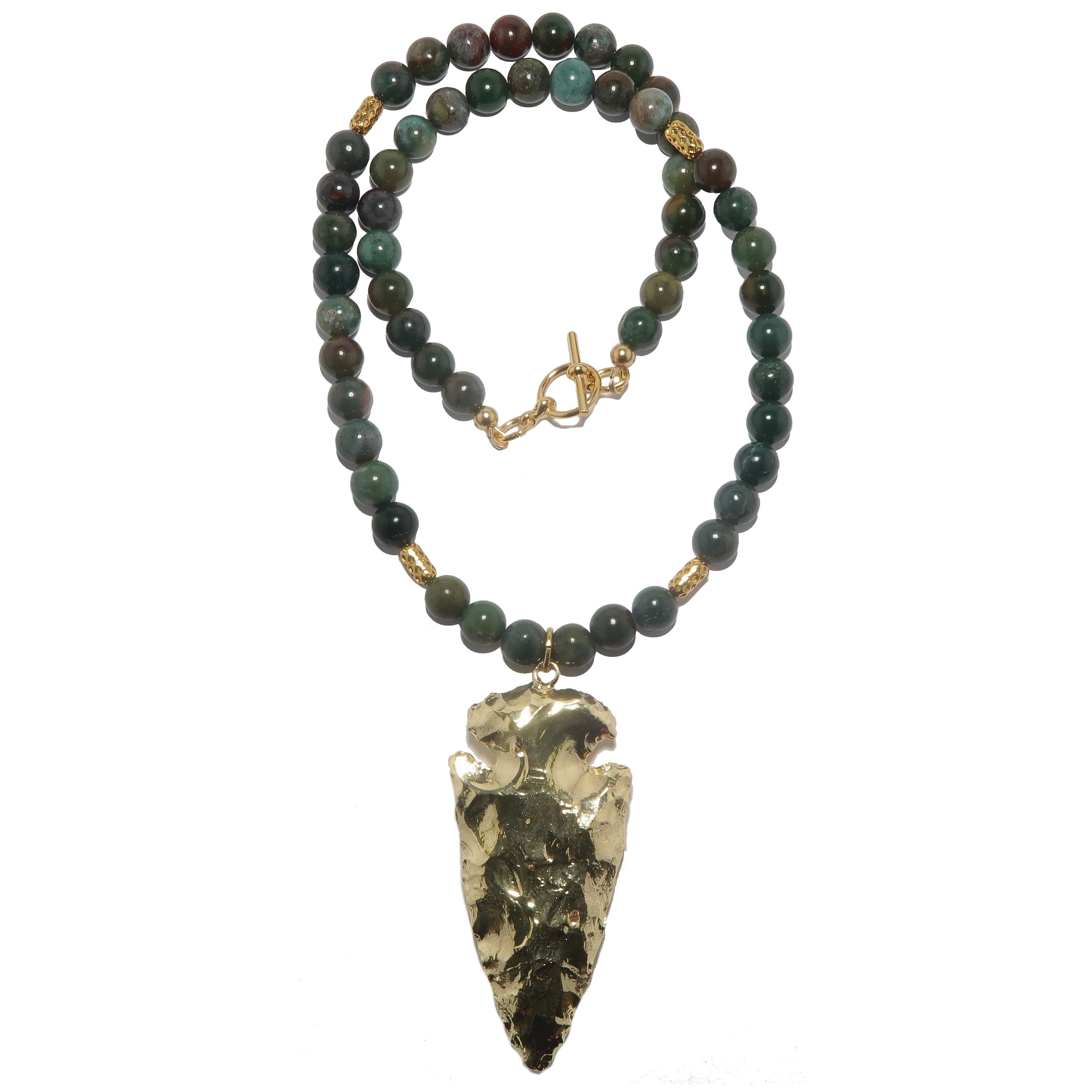 Bloodstone Necklace Brave Soul Gold Arrowhead