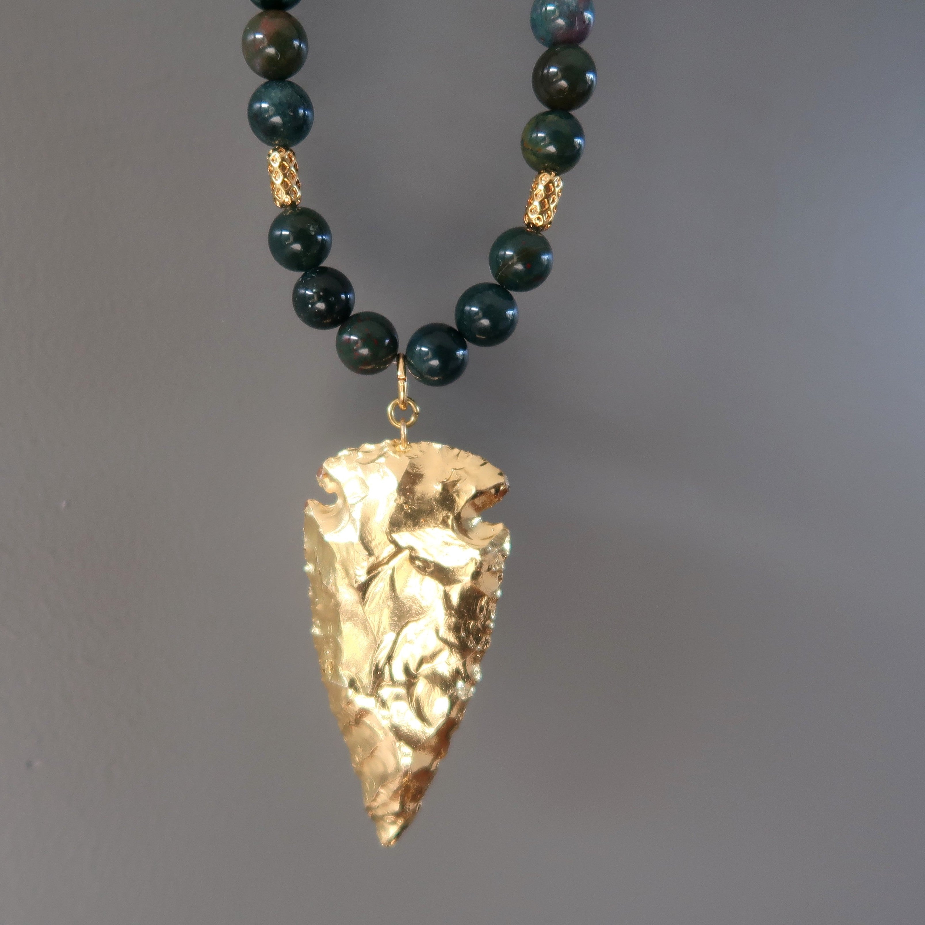Bloodstone Necklace Brave Soul Gold Arrowhead