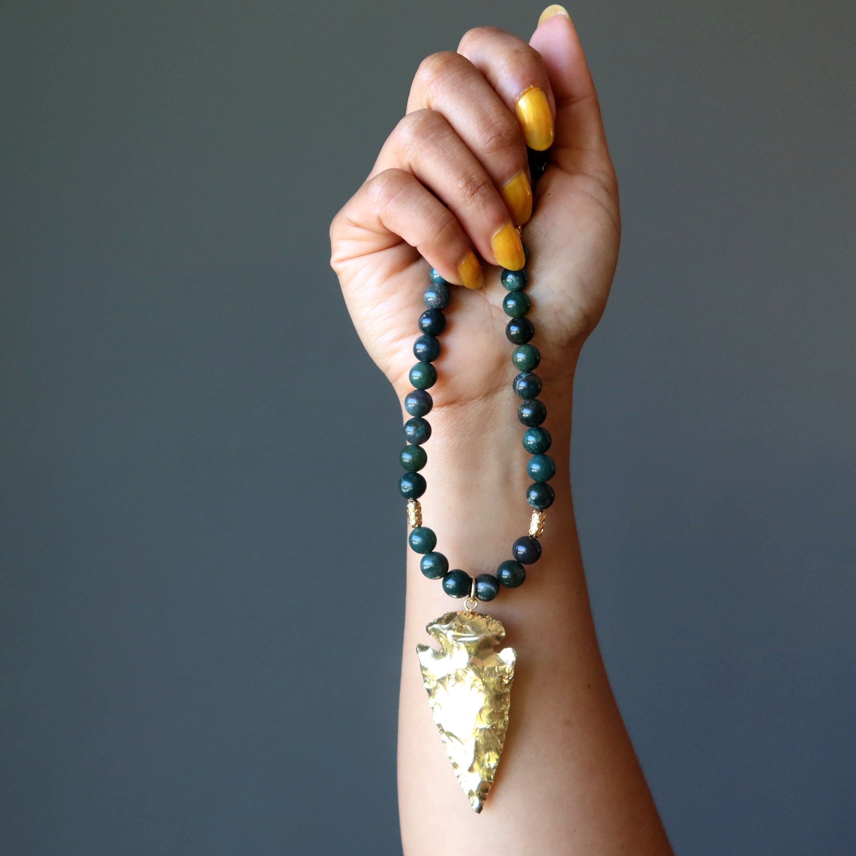 Bloodstone Necklace Brave Soul Gold Arrowhead