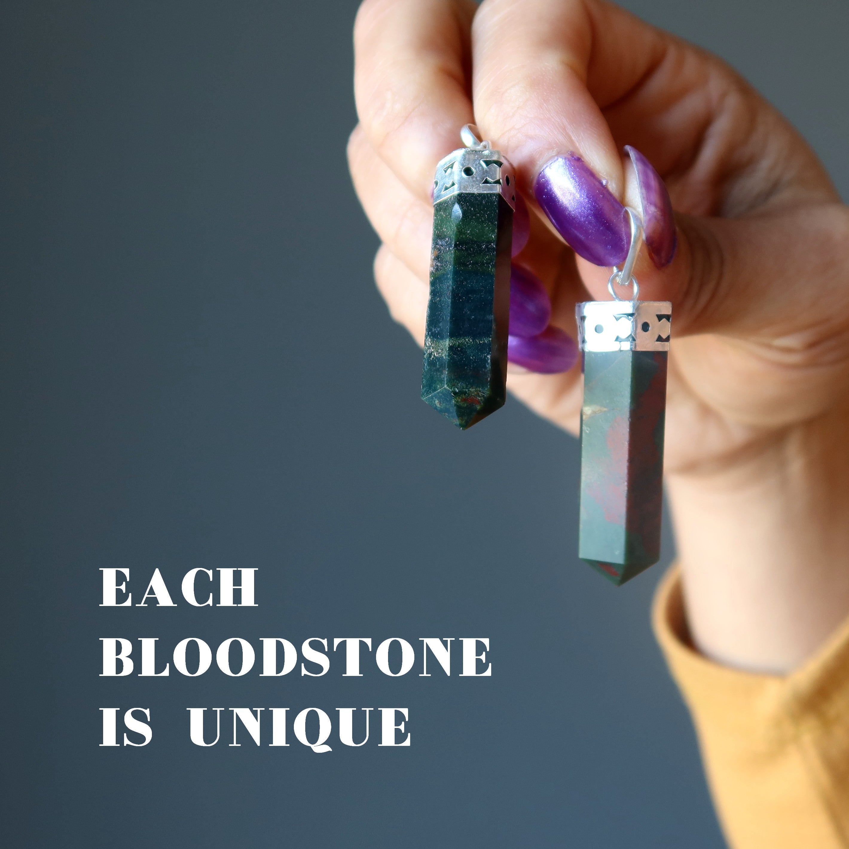 Bloodstone Pendant Christmas Point Stone Silver