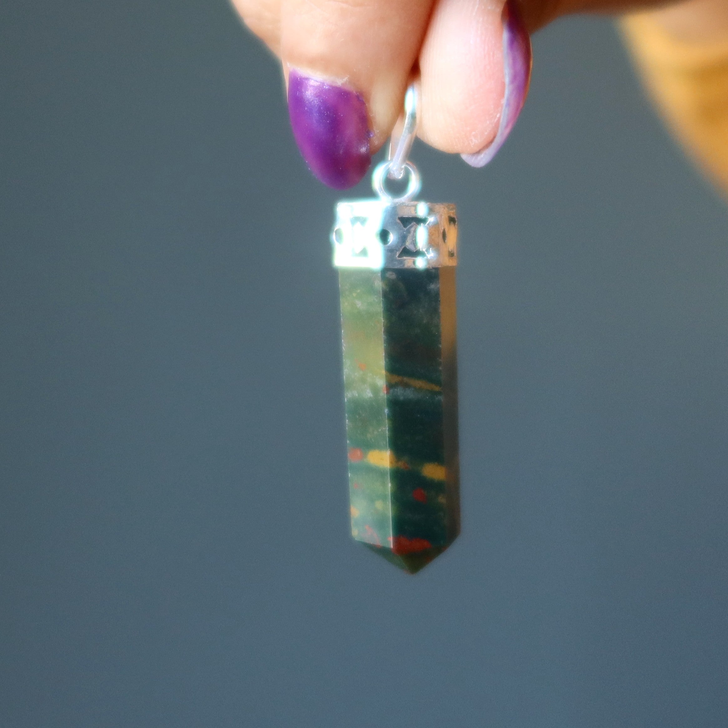 Bloodstone Pendant Christmas Point Stone Silver