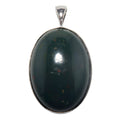 Bloodstone Pendant Badge Courage Green Oval Silver