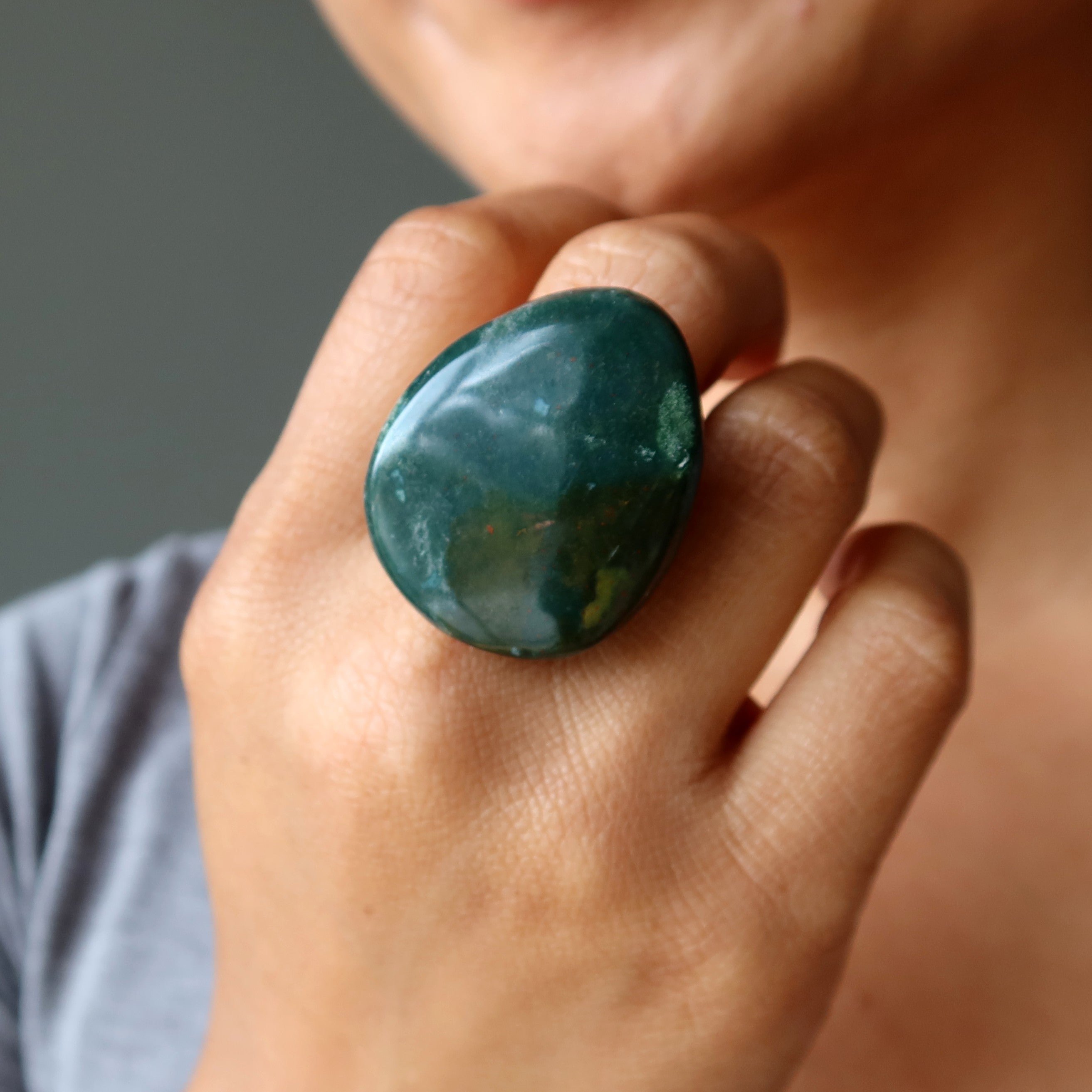 Bloodstone Ring Captain Courage Bronze Adjustable