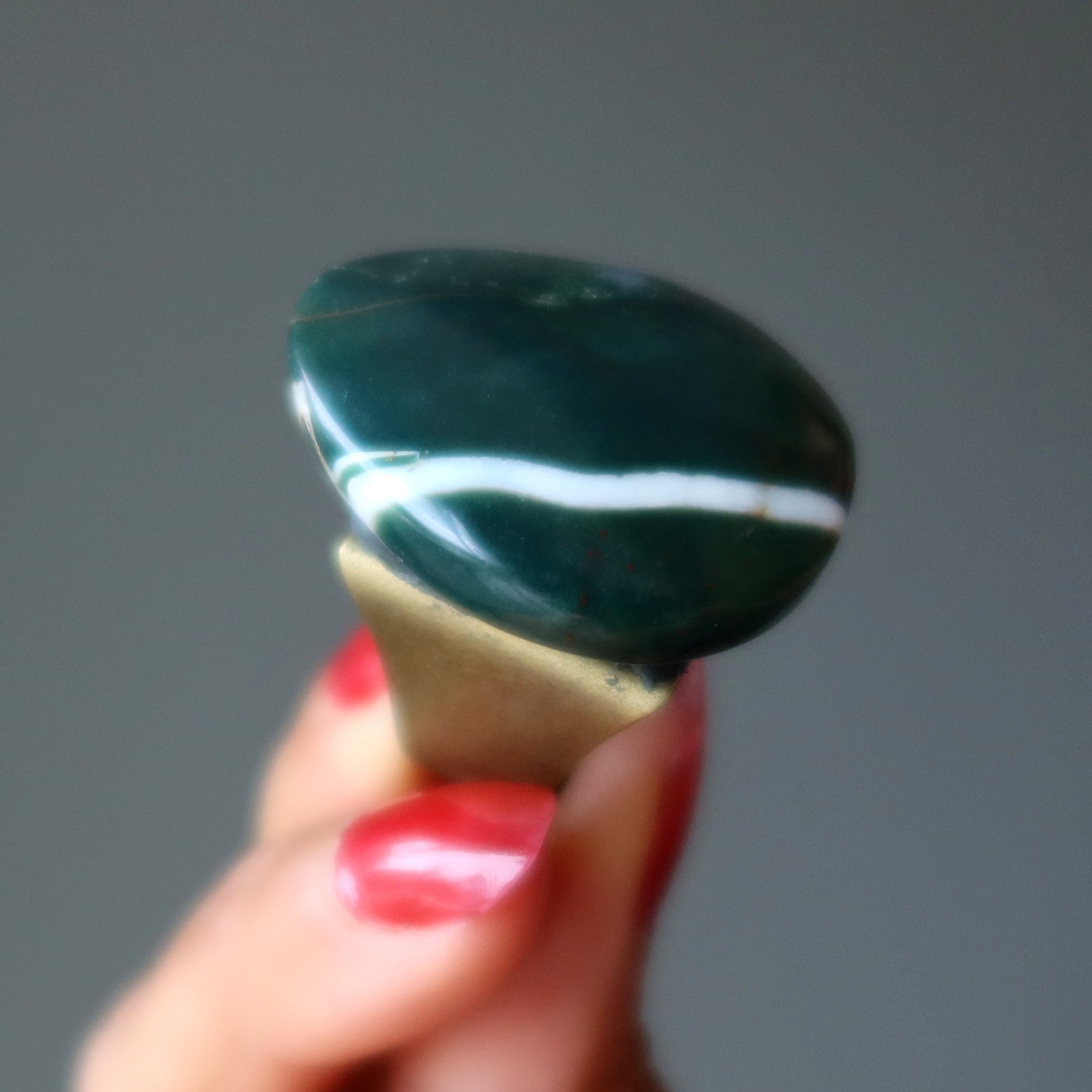 Bloodstone Ring Captain Courage Bronze Adjustable